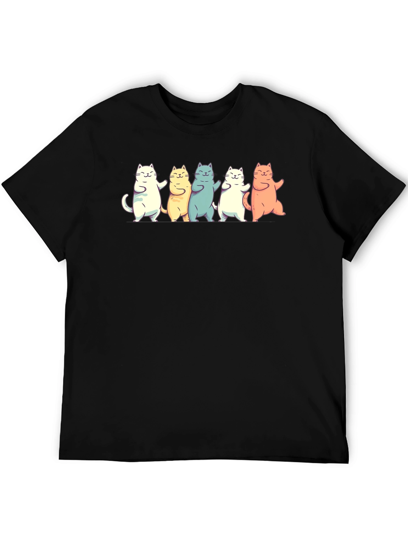Dancing Cats Graphic T-Shirt - Black