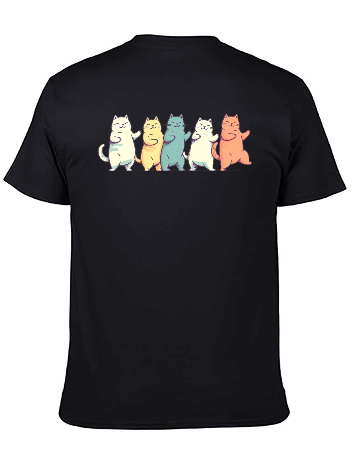 Dancing Cats Graphic T-Shirt - Black