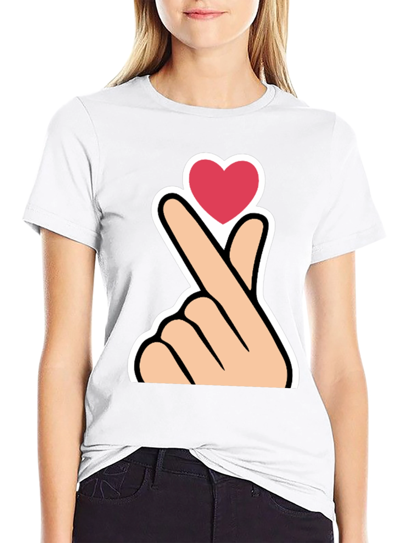 Heart Gesture Graphic Tee - K-Pop Love
