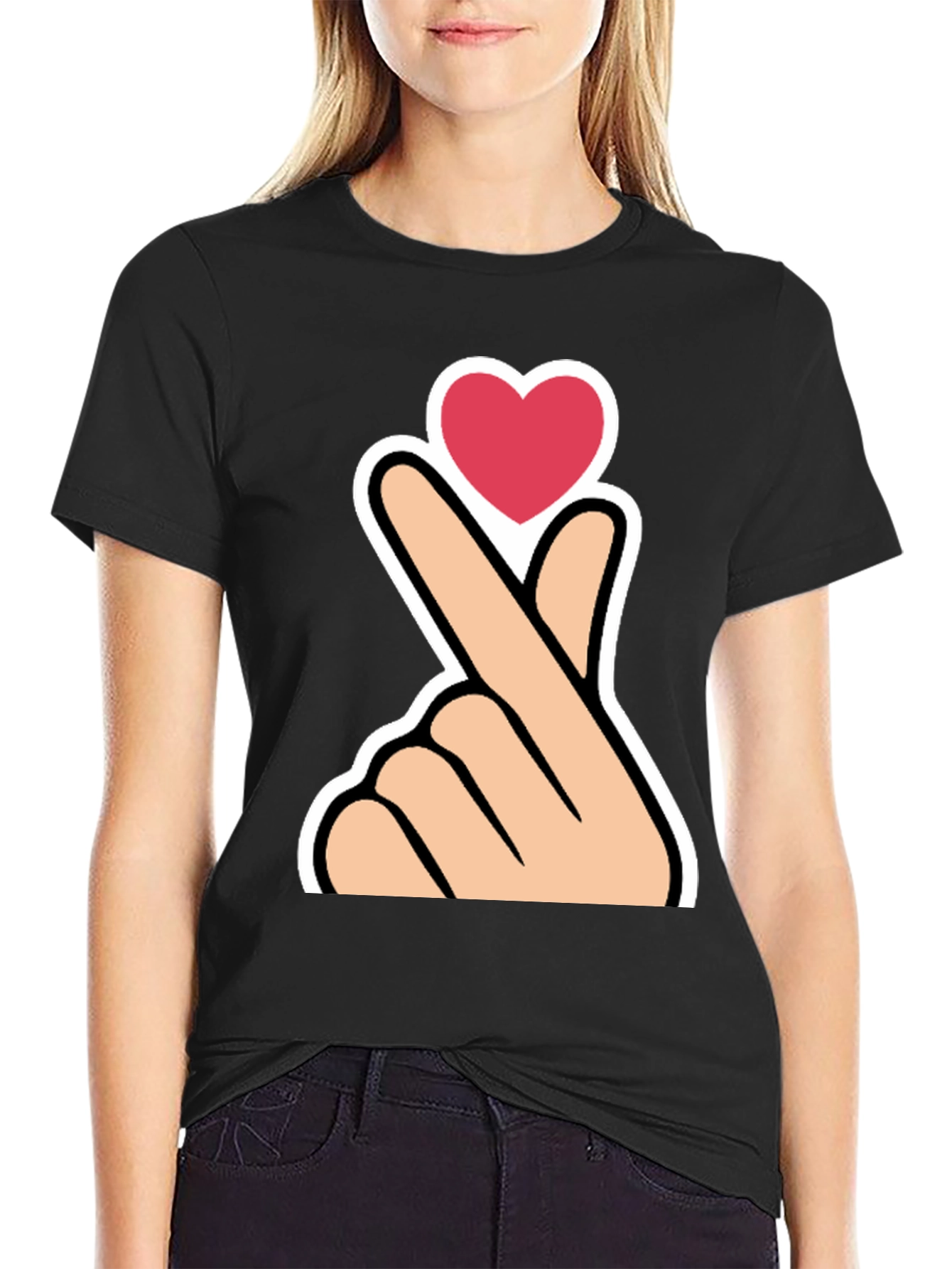 Heart Gesture Graphic Tee - K-Pop Love