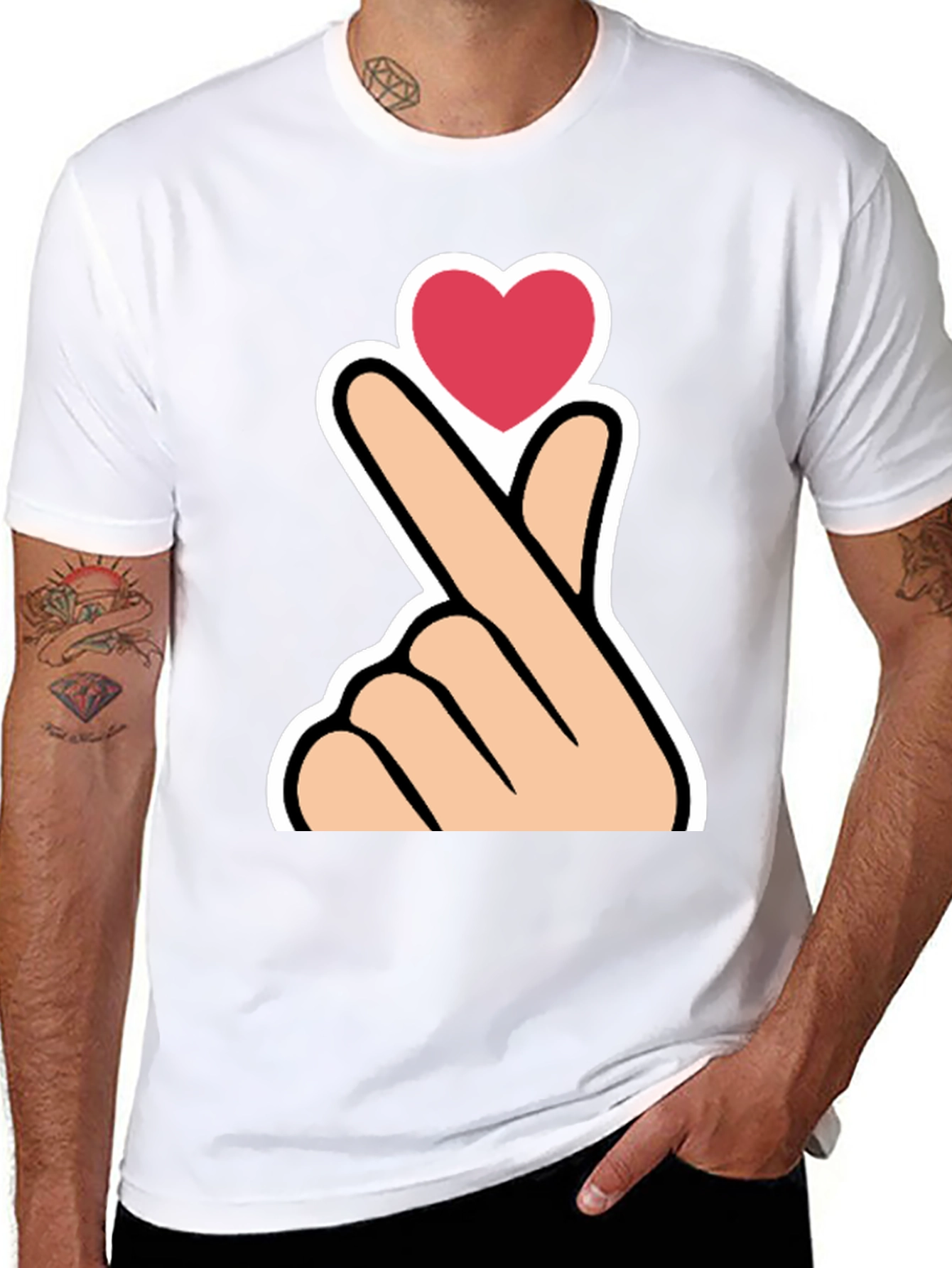 Heart Gesture Graphic Tee - K-Pop Love