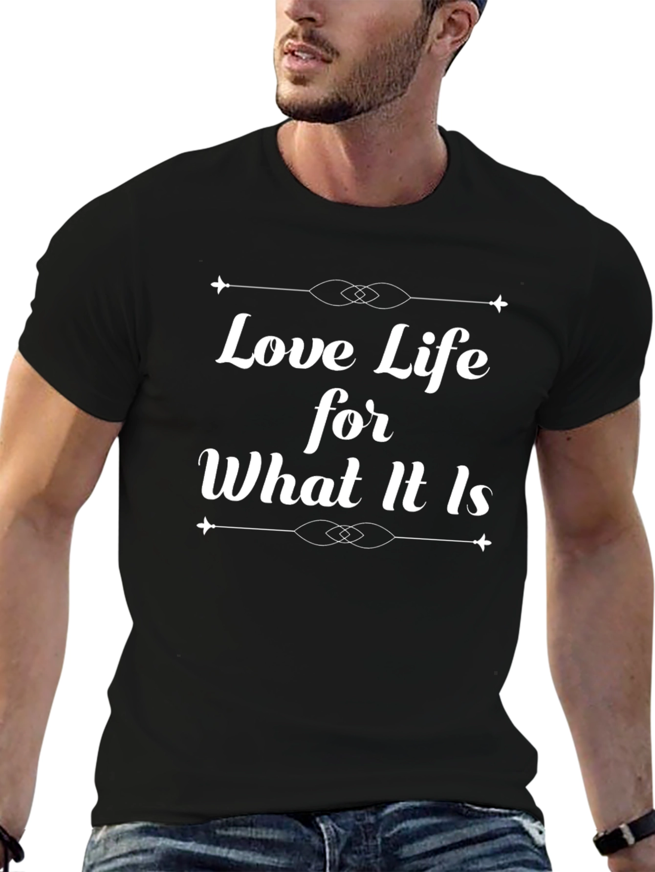 Love Life Graphic Tee - Black Cotton Blend
