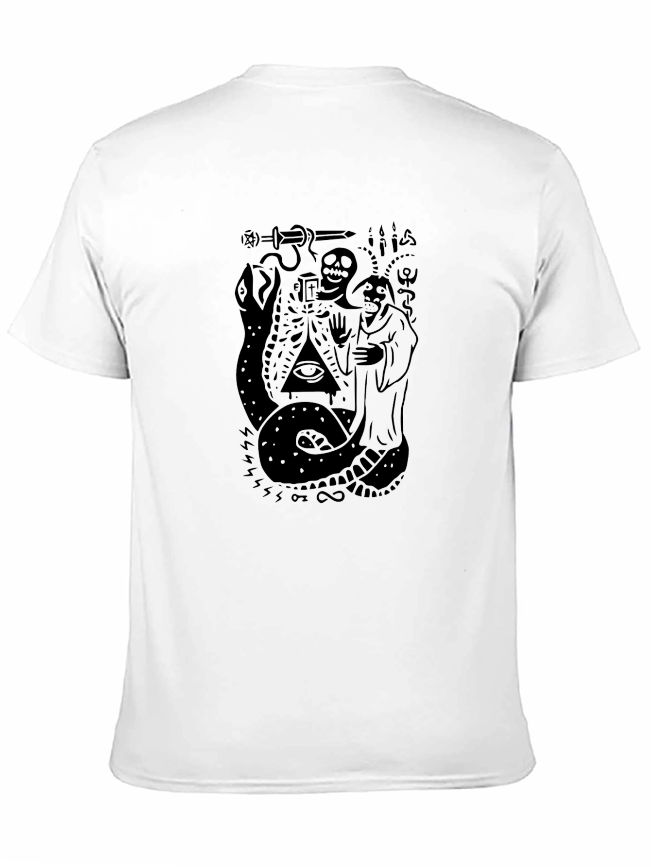 Occult Snake & Skull Graphic Black T-Shirt