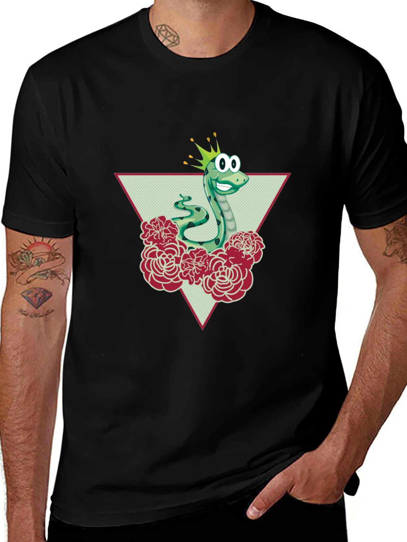 Funny Snake Prince Graphic Tee - Black