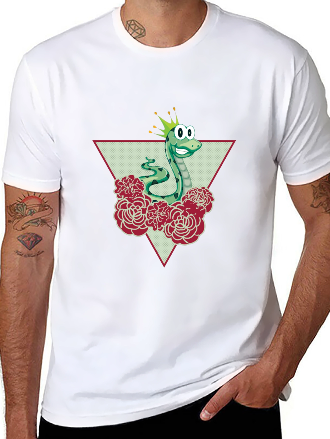 Funny Snake Prince Graphic Tee - Black