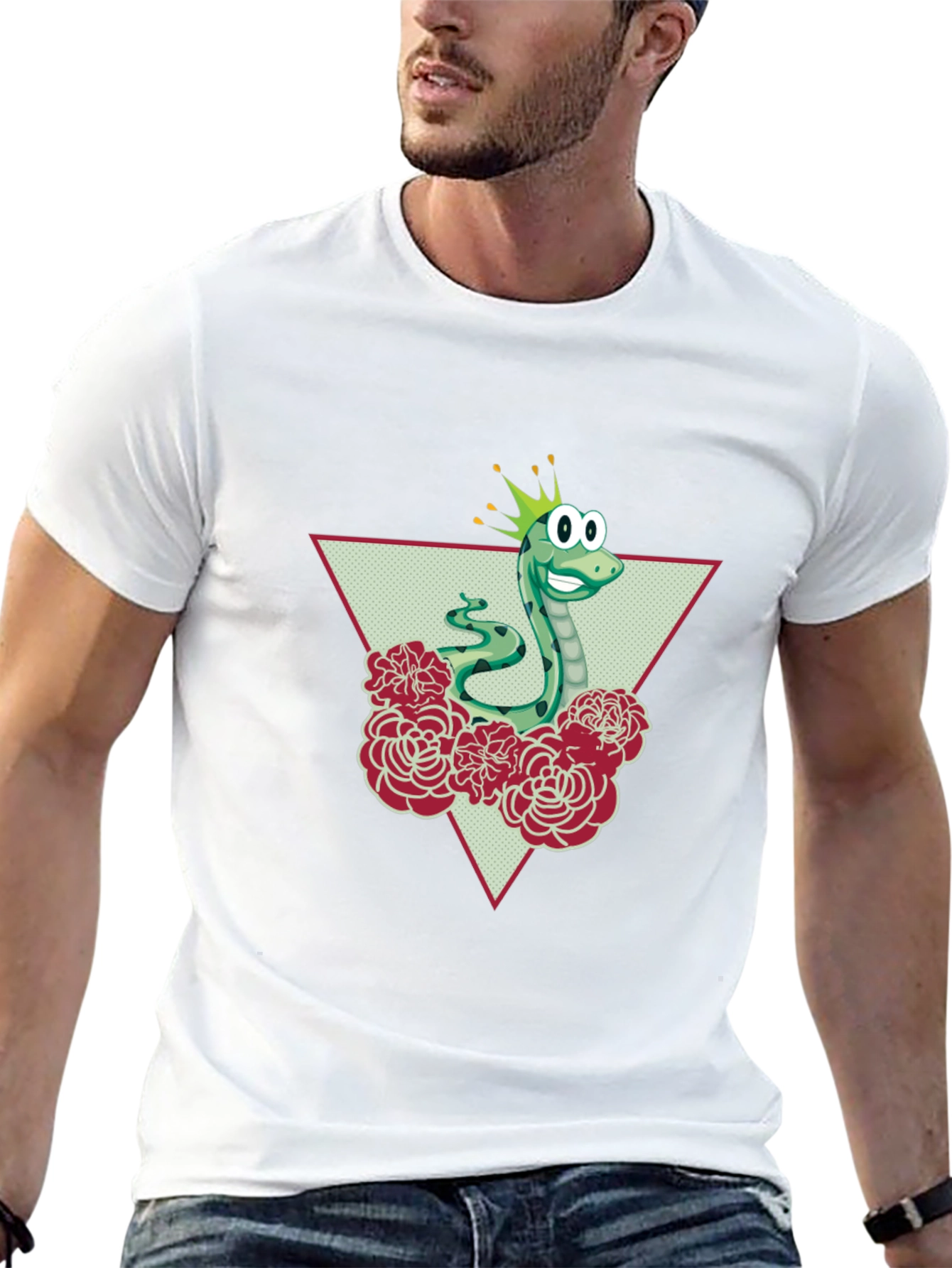 Funny Snake Prince Graphic Tee - Black