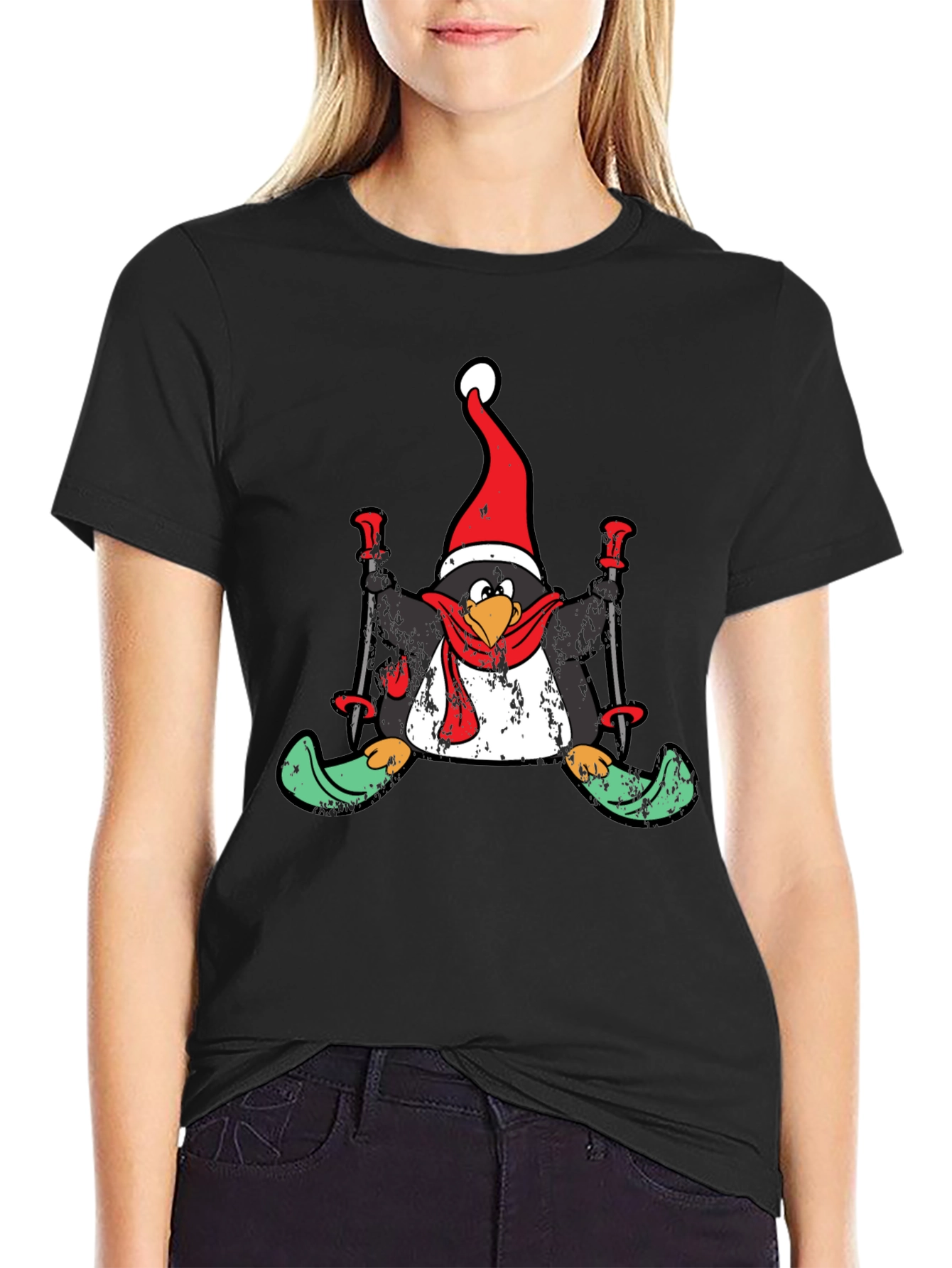 Penguin Skier Holiday T-Shirt