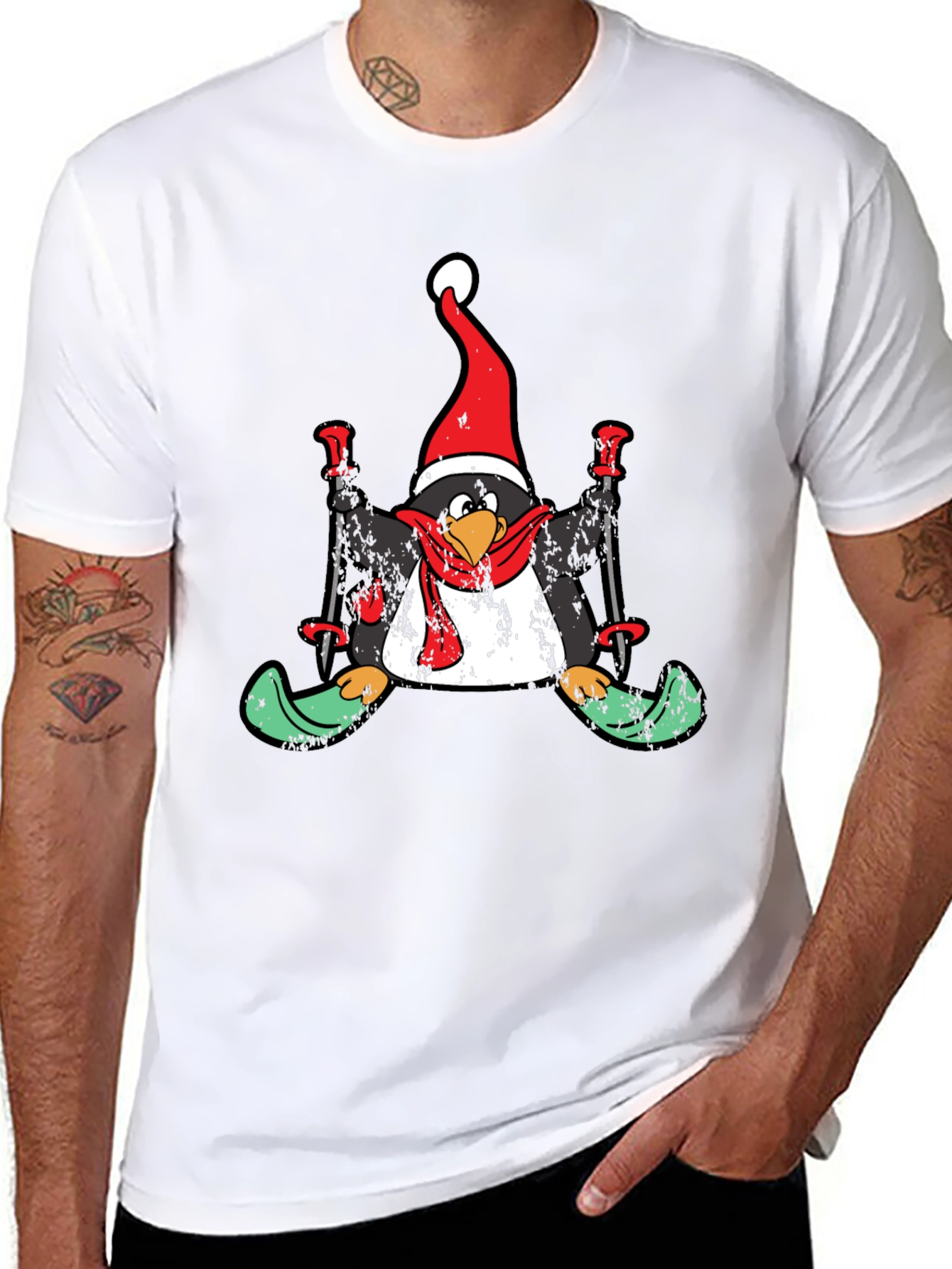 Penguin Skier Holiday T-Shirt
