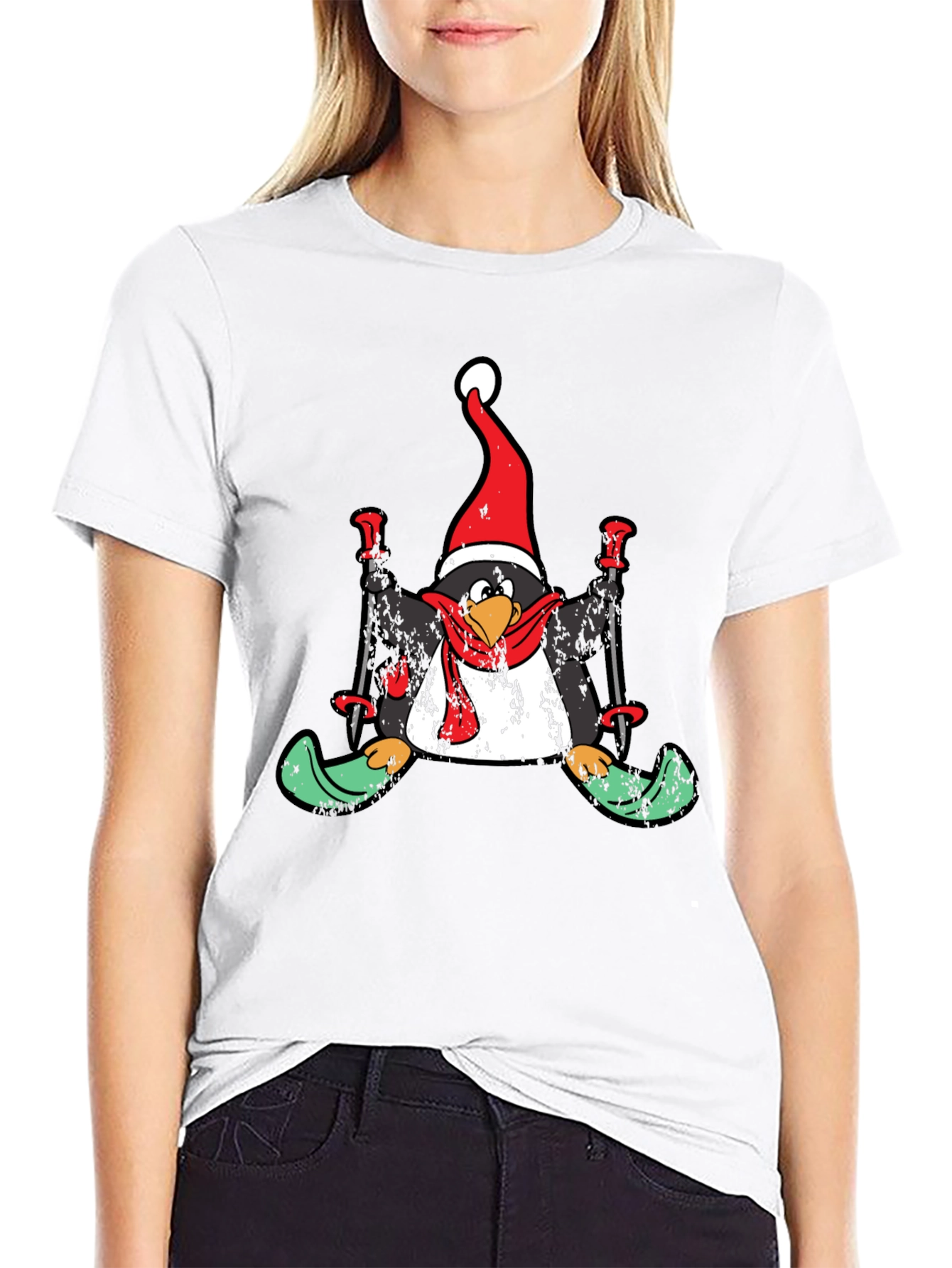Penguin Skier Holiday T-Shirt