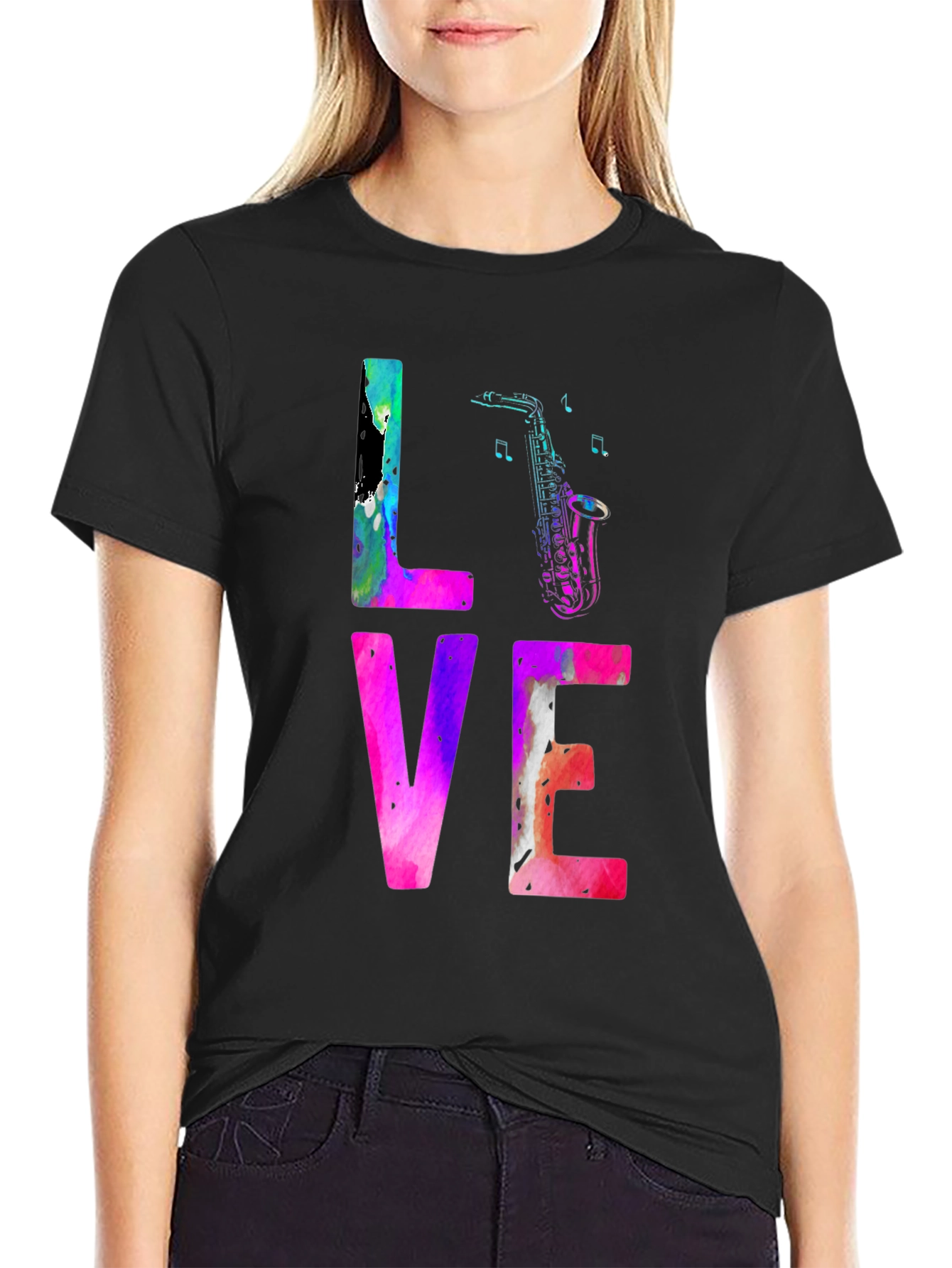 LOVE Saxophone T-Shirt - Music Lover Tee
