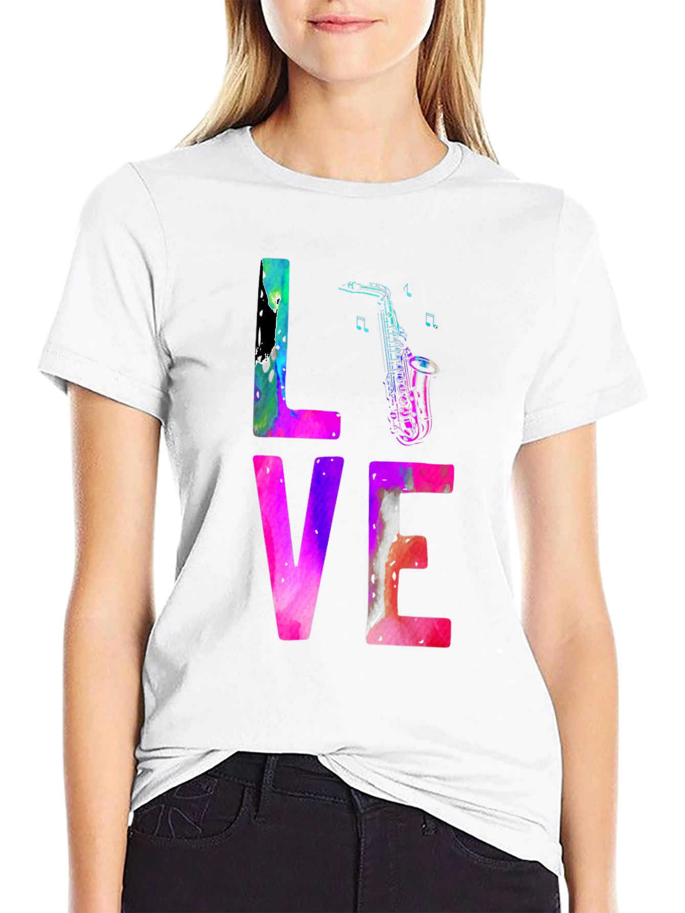 LOVE Saxophone T-Shirt - Music Lover Tee