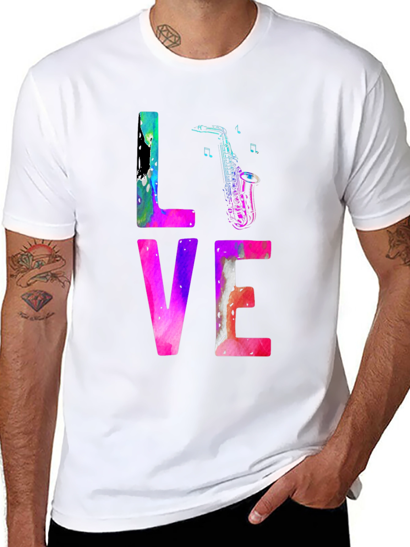 LOVE Saxophone T-Shirt - Music Lover Tee