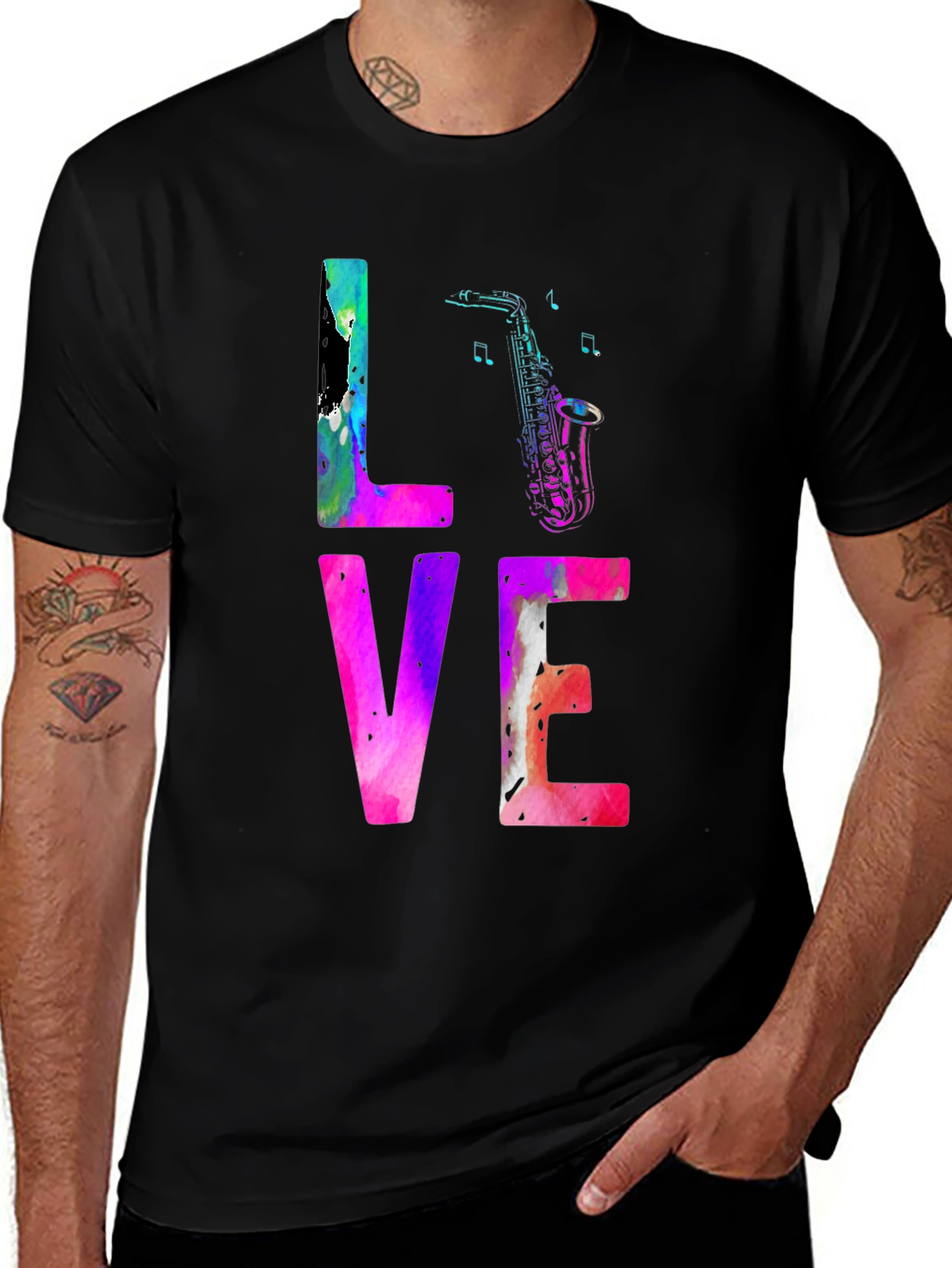 LOVE Saxophone T-Shirt - Music Lover Tee