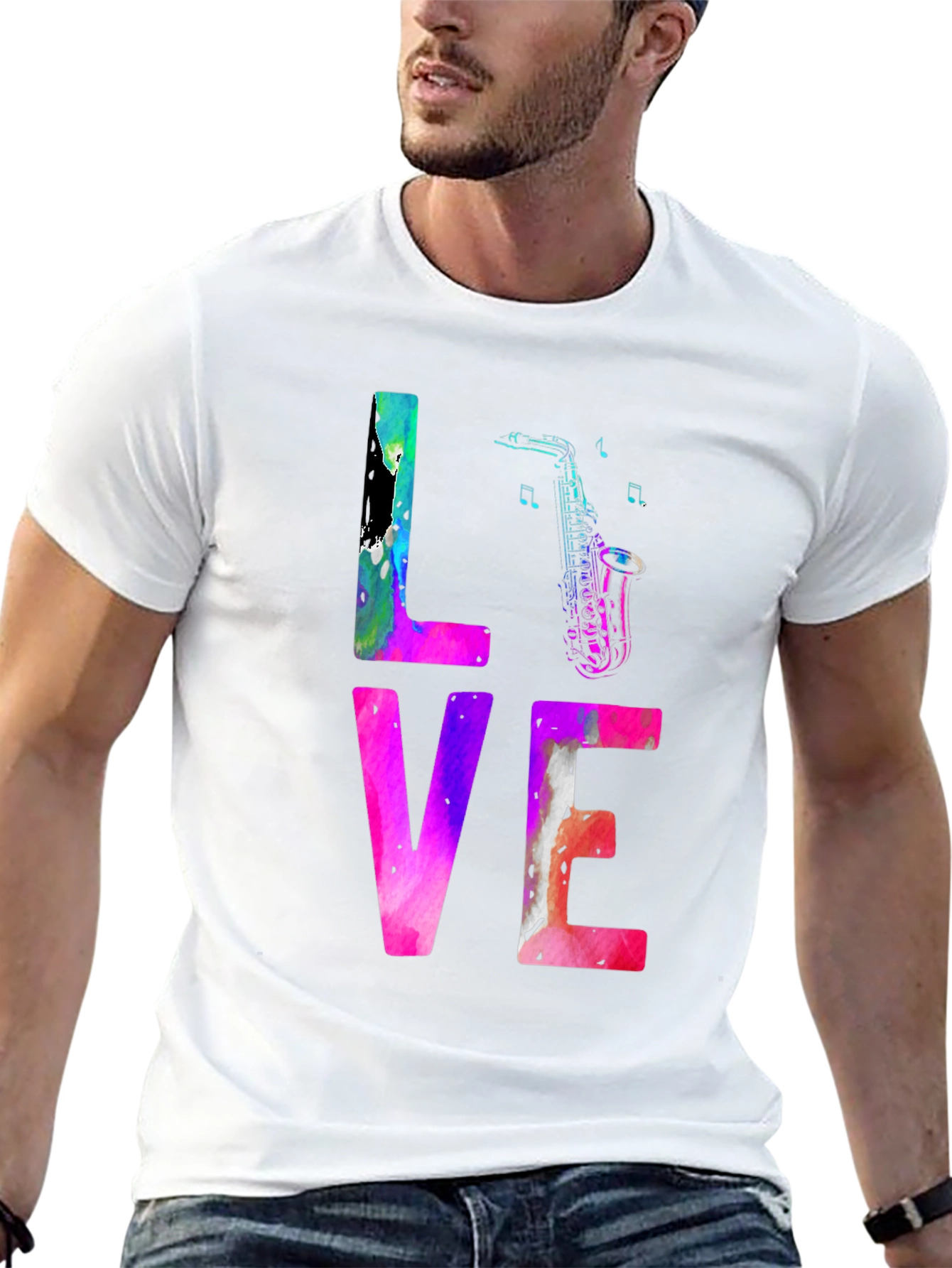 LOVE Saxophone T-Shirt - Music Lover Tee