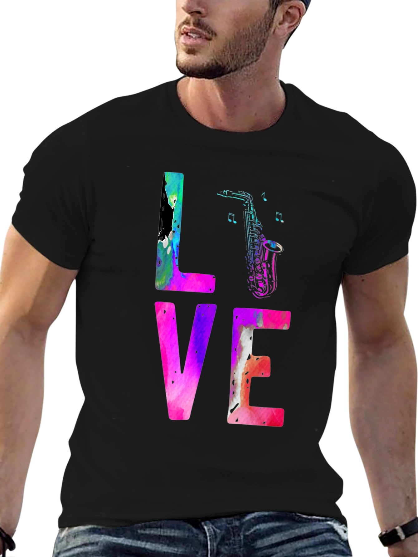 LOVE Saxophone T-Shirt - Music Lover Tee