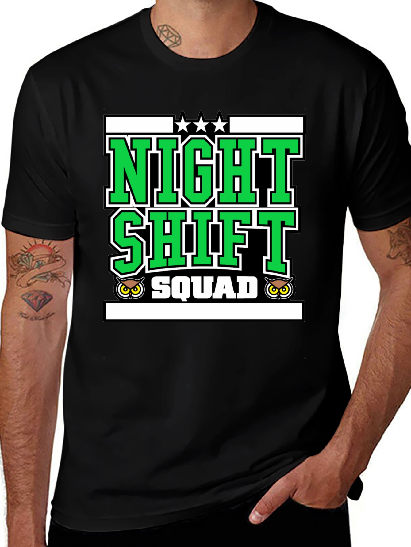 Night Shift Squad Graphic Tee - Owl Edition