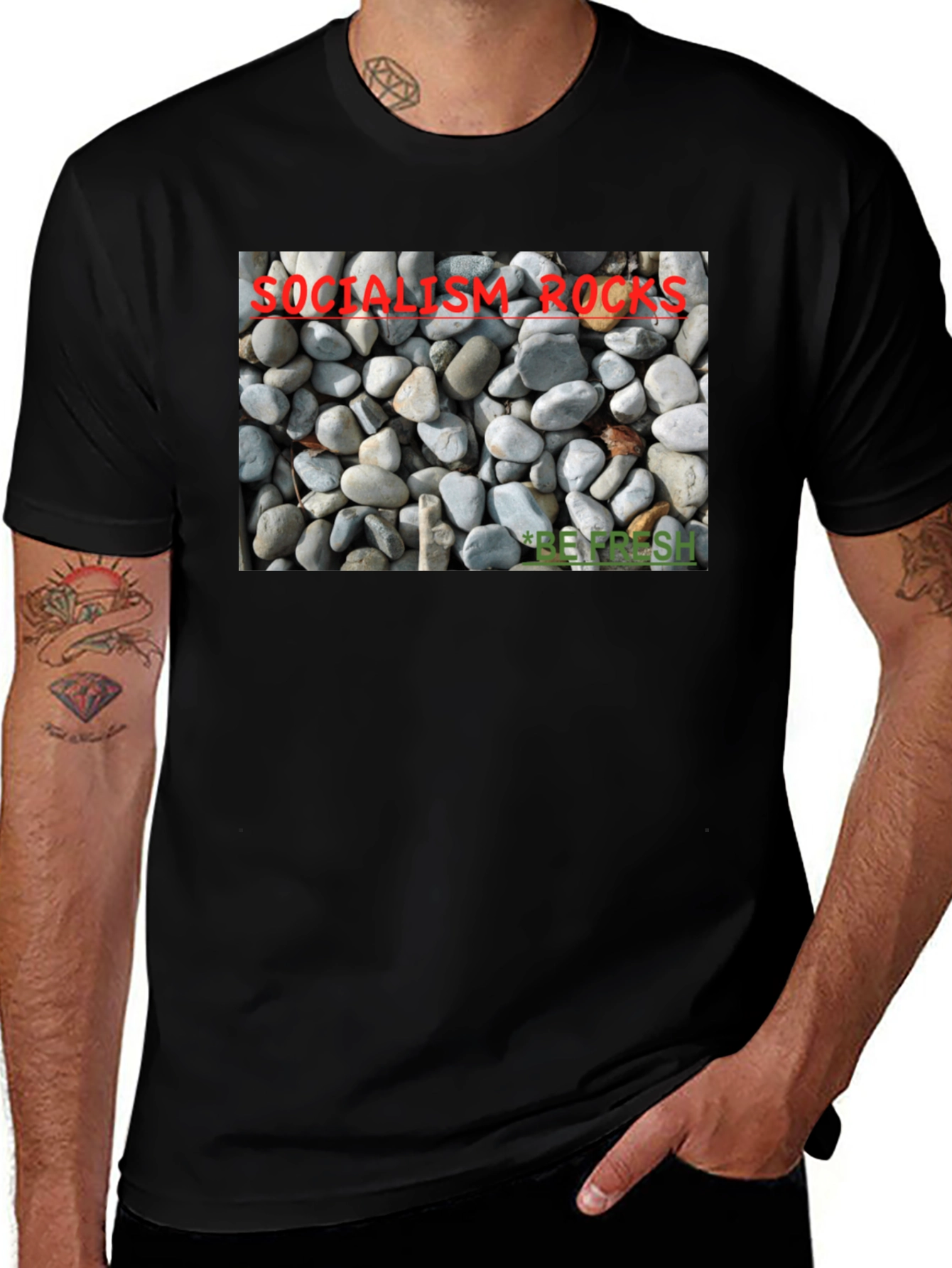 Socialism Rocks T-Shirt - Unique Pebble Design