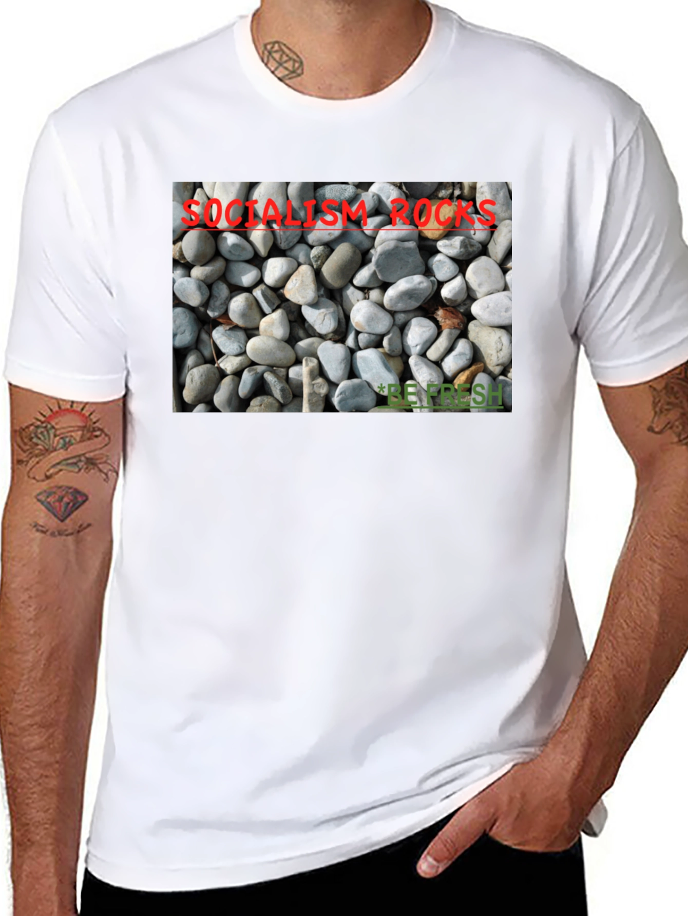 Socialism Rocks T-Shirt - Unique Pebble Design