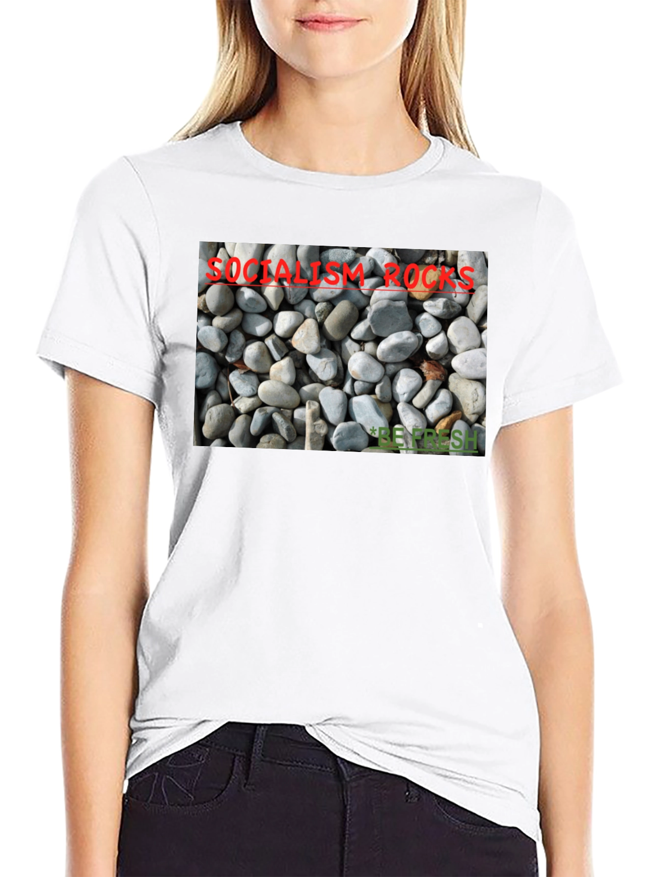 Socialism Rocks T-Shirt - Unique Pebble Design
