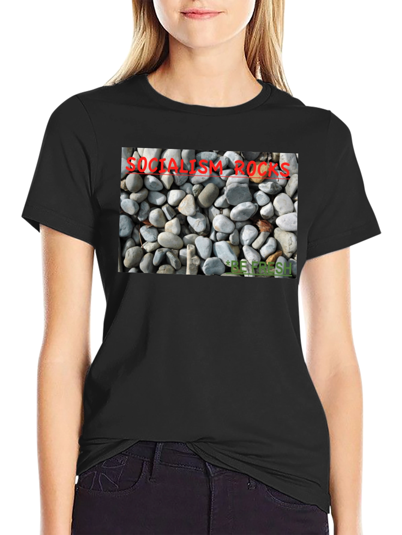 Socialism Rocks T-Shirt - Unique Pebble Design