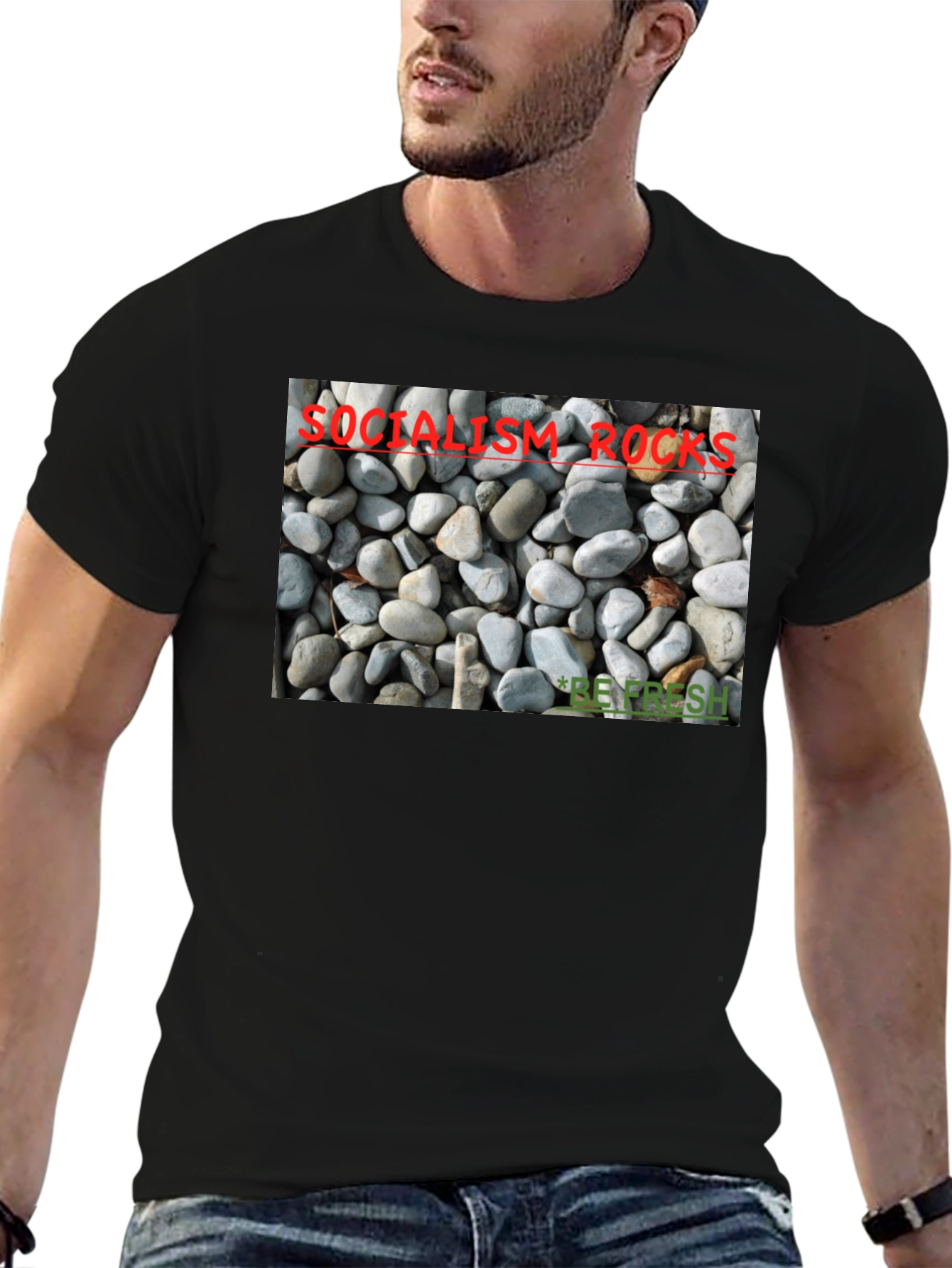Socialism Rocks T-Shirt - Unique Pebble Design