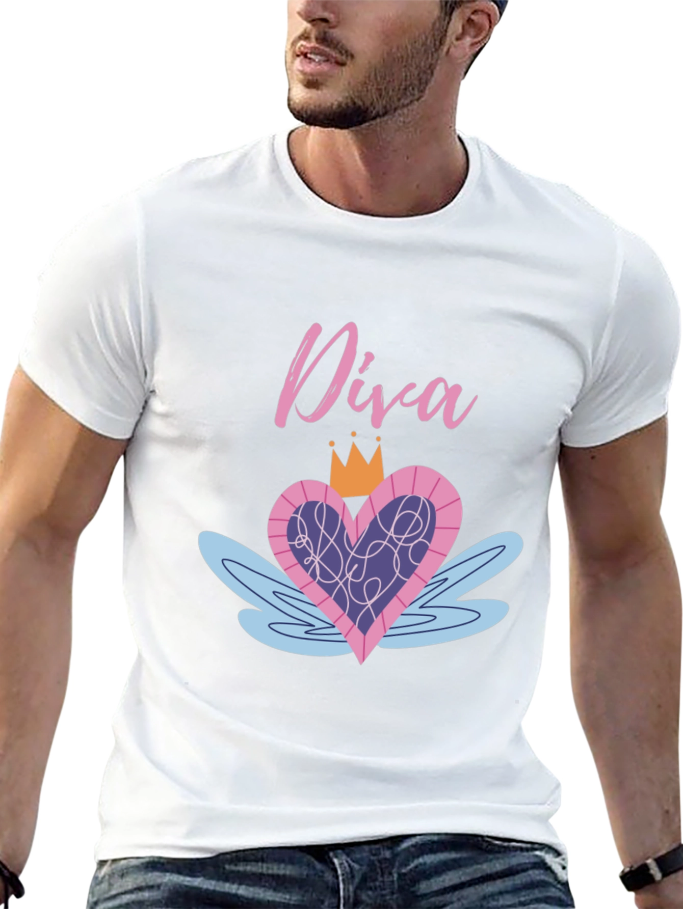 Diva Heart Crown Graphic Black T-Shirt