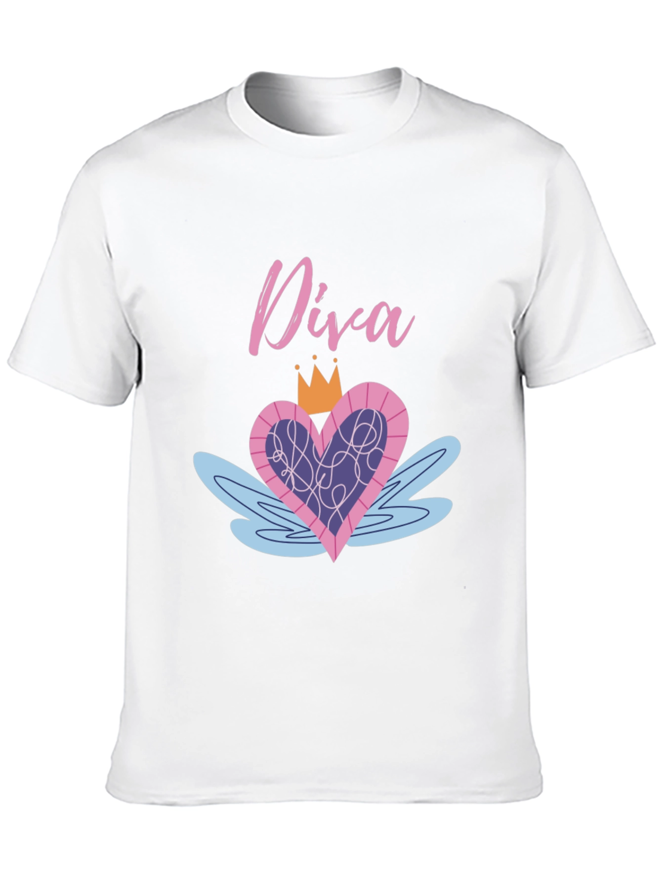 Diva Heart Crown Graphic Black T-Shirt