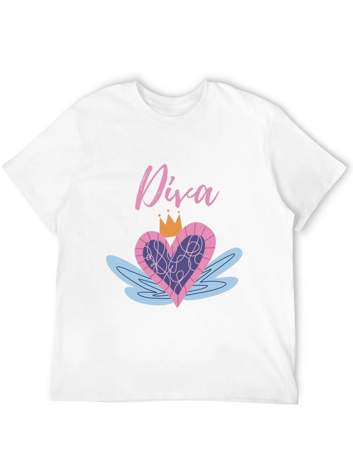 Diva Heart Crown Graphic Black T-Shirt