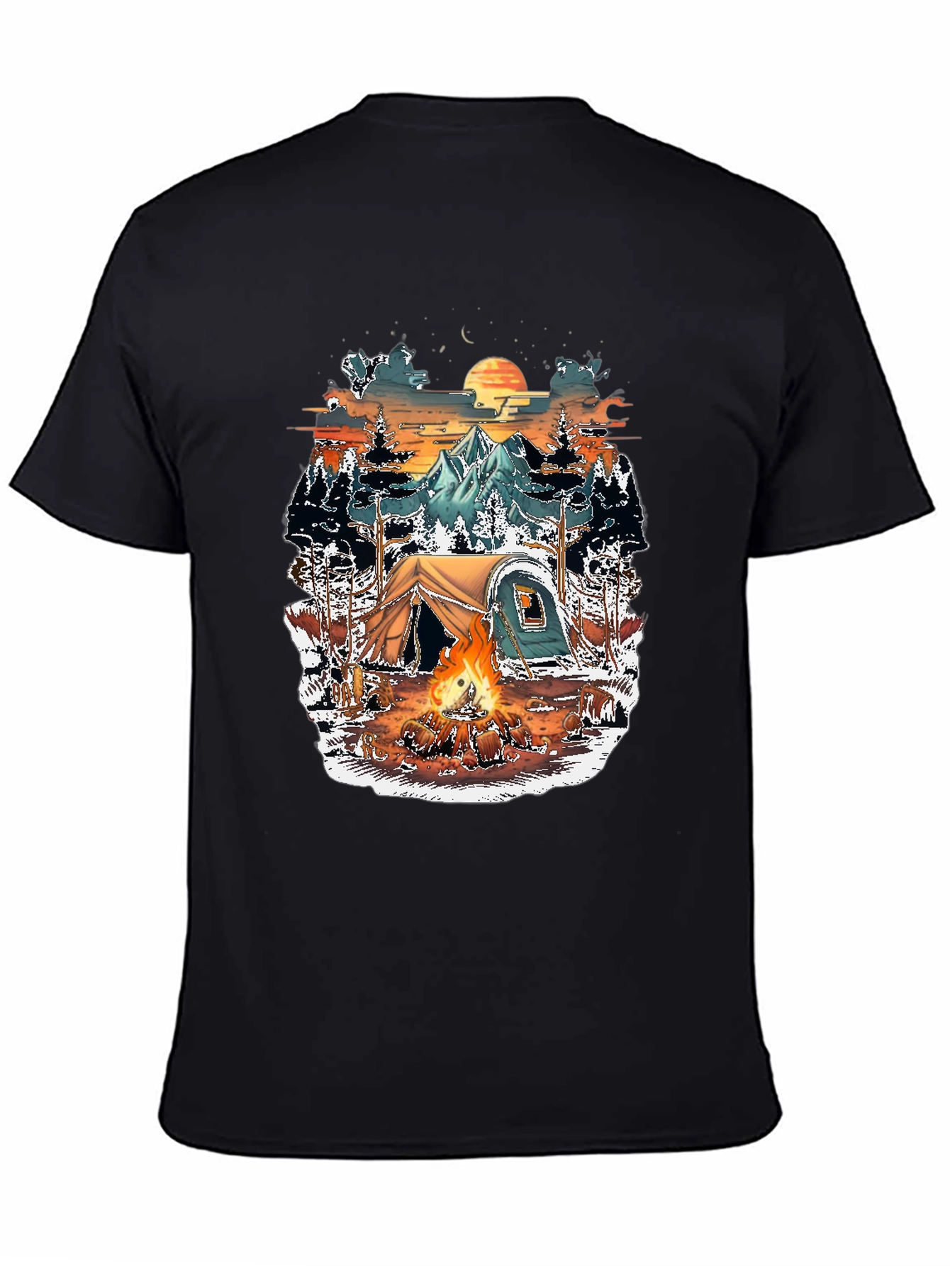 Camping Adventure Graphic Tee - Black