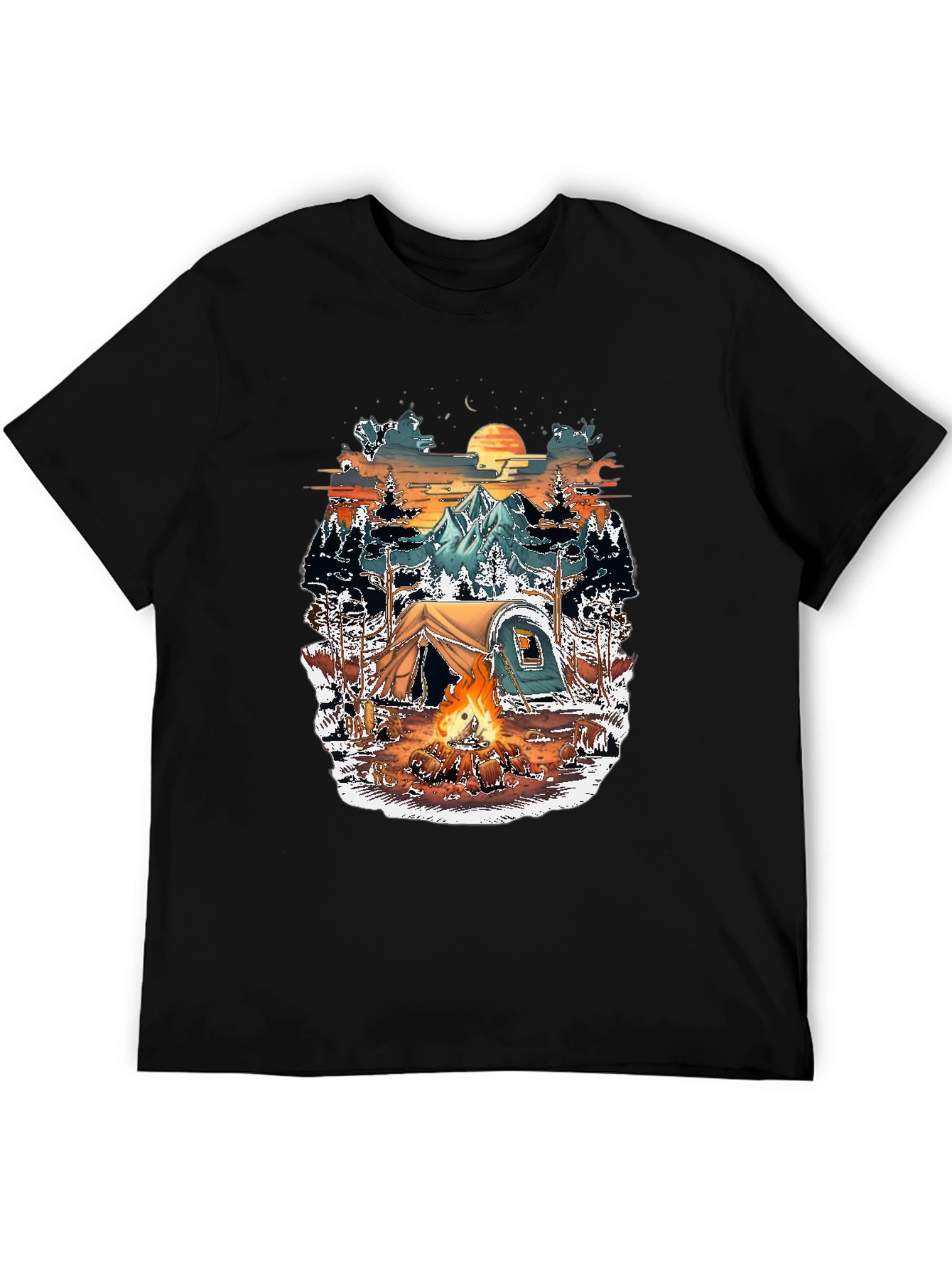 Camping Adventure Graphic Tee - Black