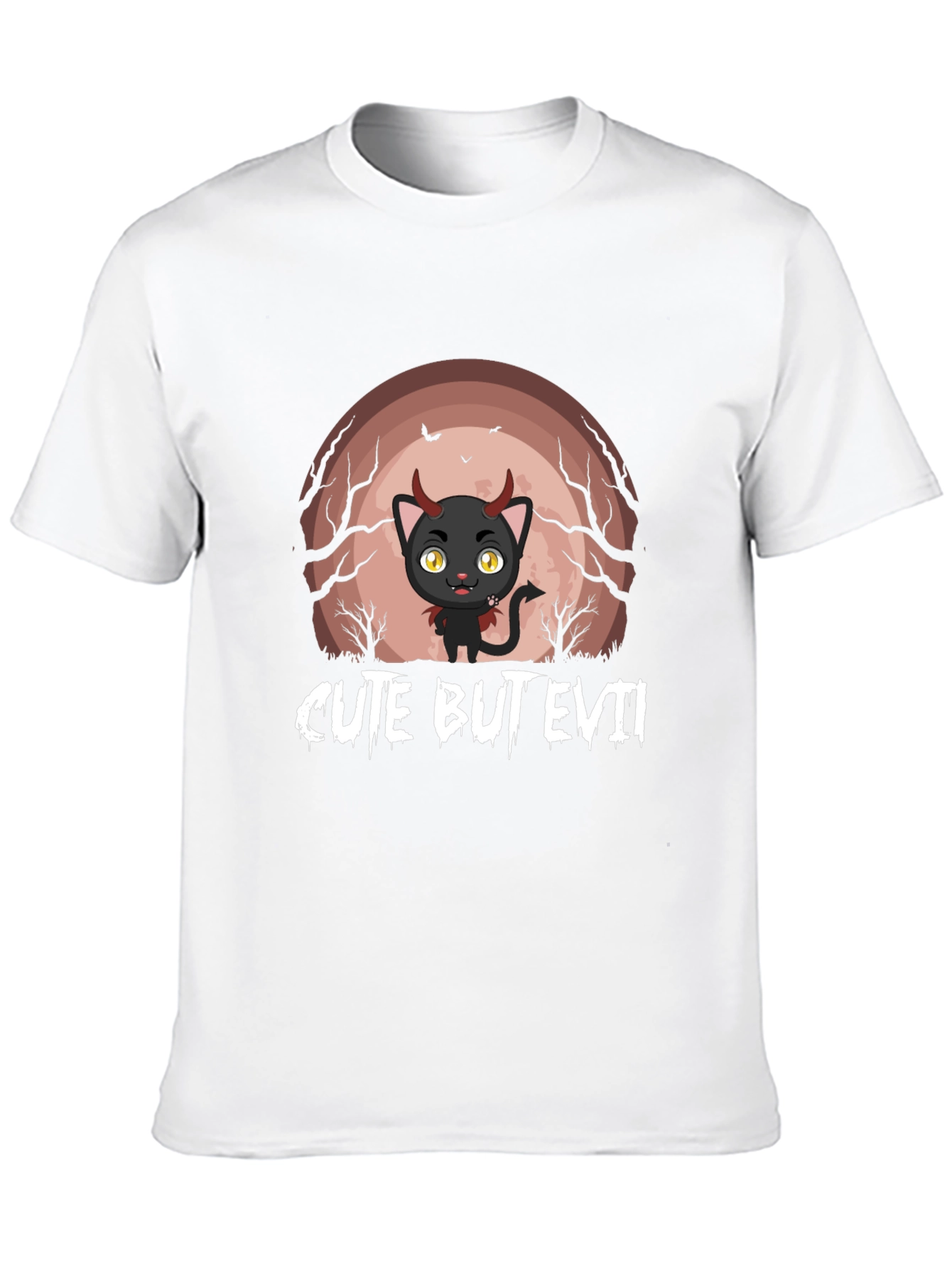Cute But Evil Devil Cat Graphic T-Shirt