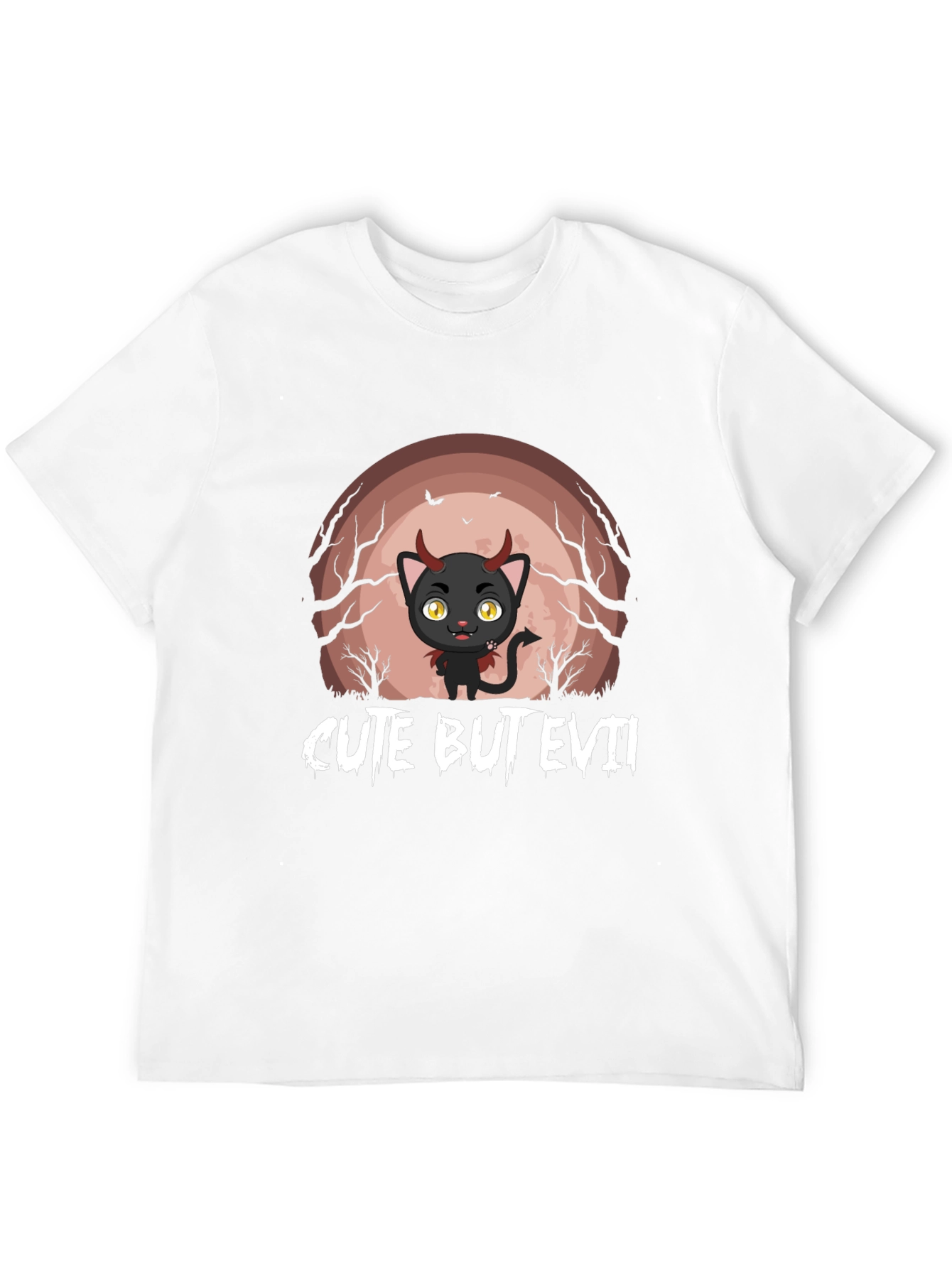 Cute But Evil Devil Cat Graphic T-Shirt