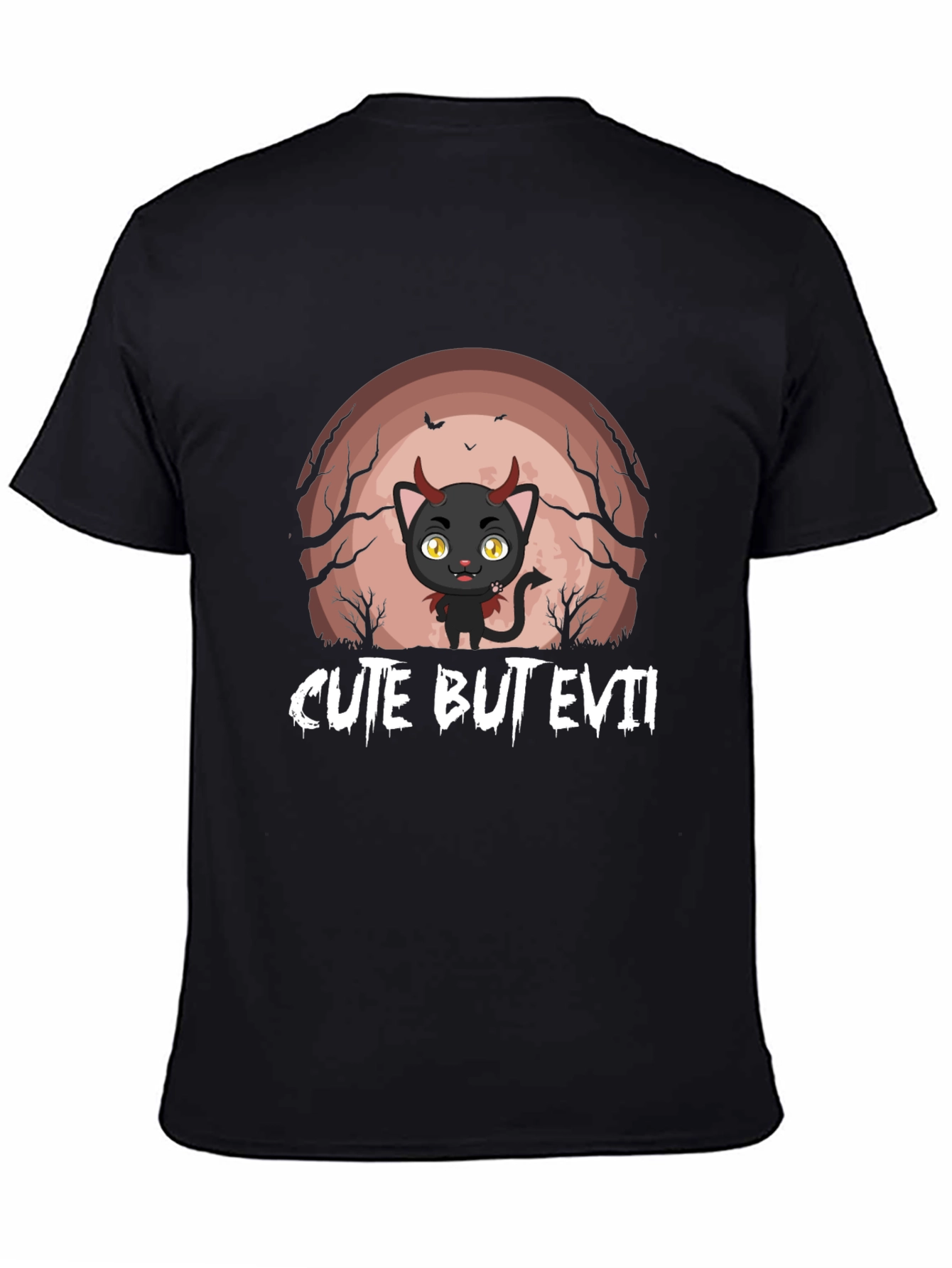 Cute But Evil Devil Cat Graphic T-Shirt