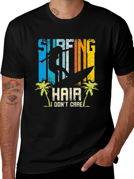Surfing Hair Dont Care Graphic Tee - Beach Lifestyle Shirt