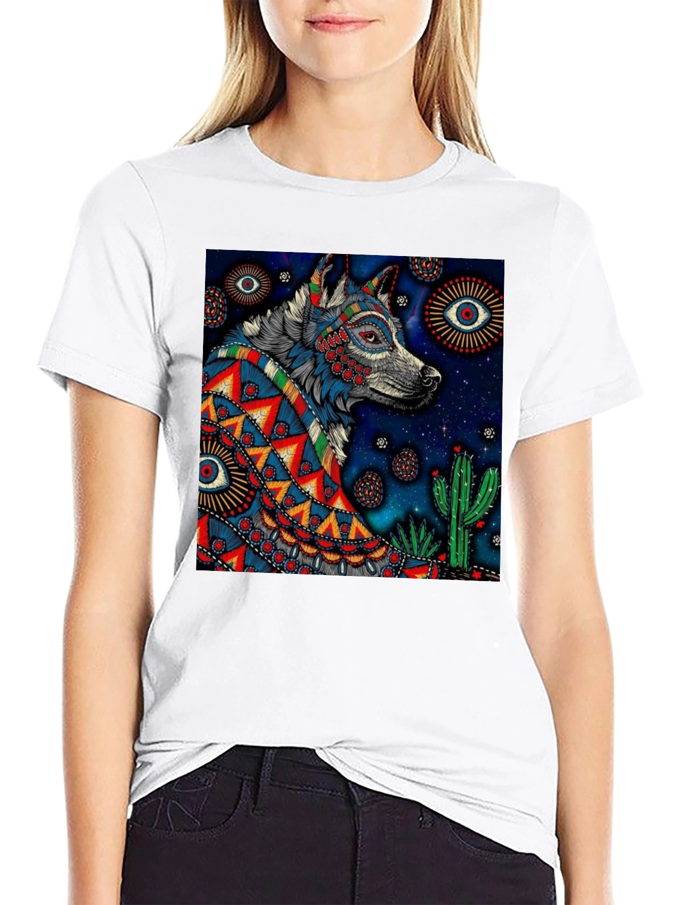 Wolf Graphic Print Tee - Mens Black T-Shirt