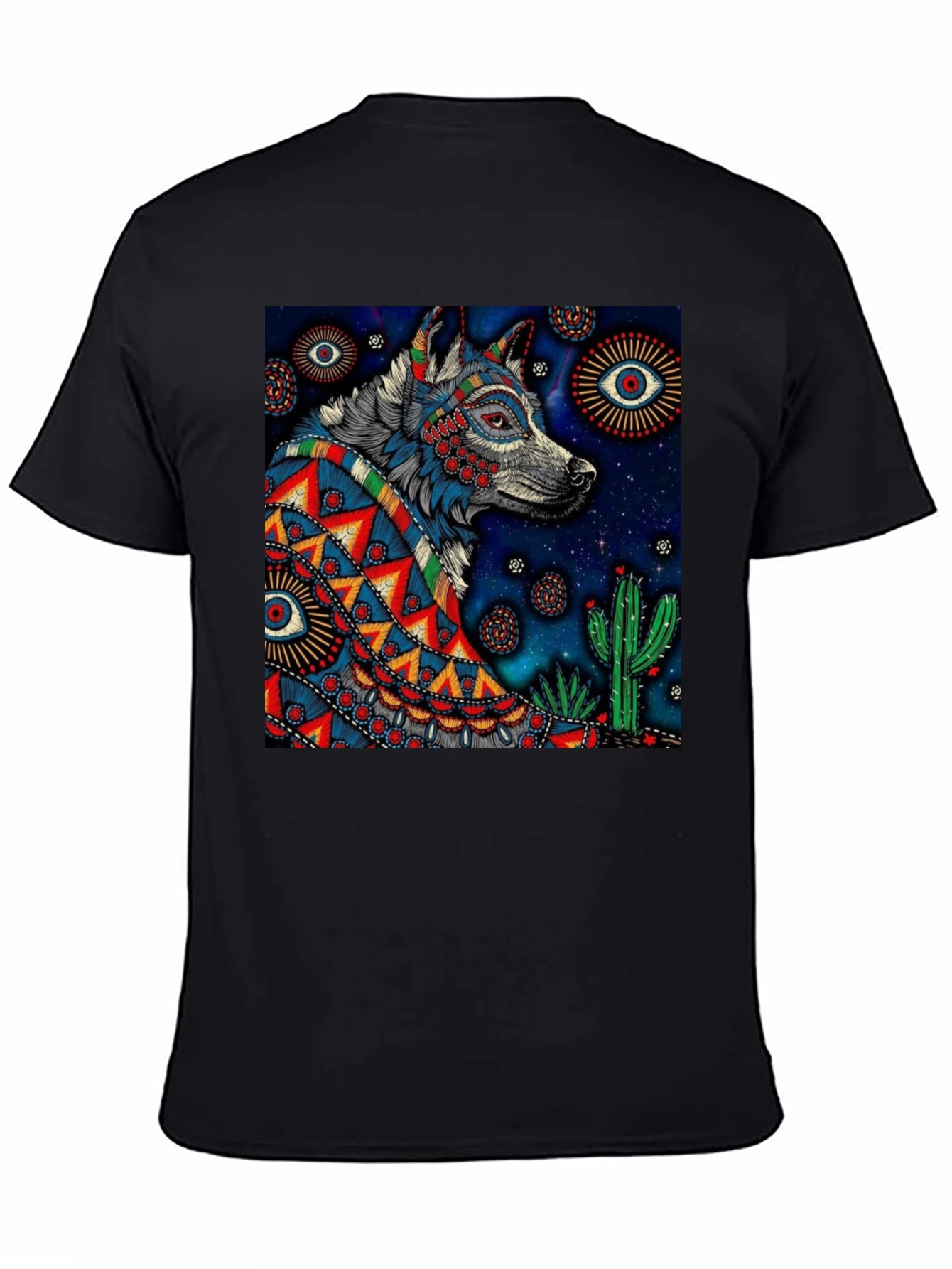 Wolf Graphic Print Tee - Mens Black T-Shirt