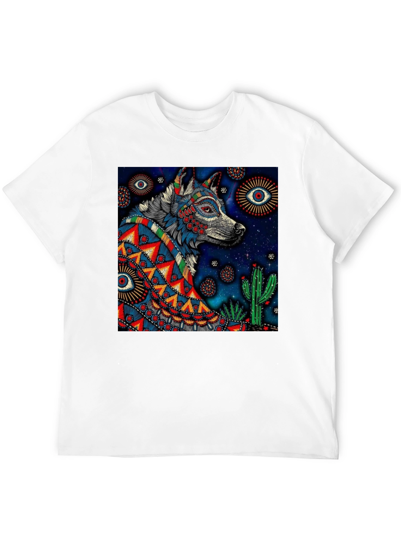 Wolf Graphic Print Tee - Mens Black T-Shirt