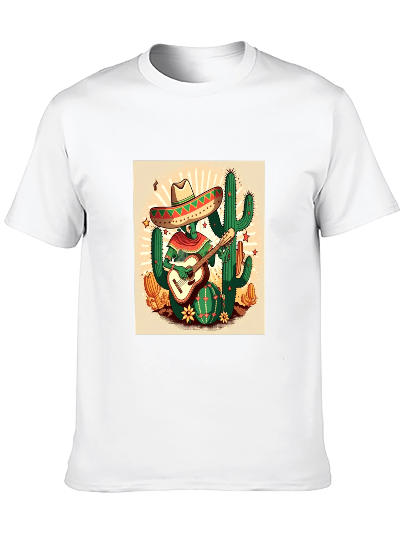 Cactus Guitarist Graphic Tee - Mens Black T-Shirt