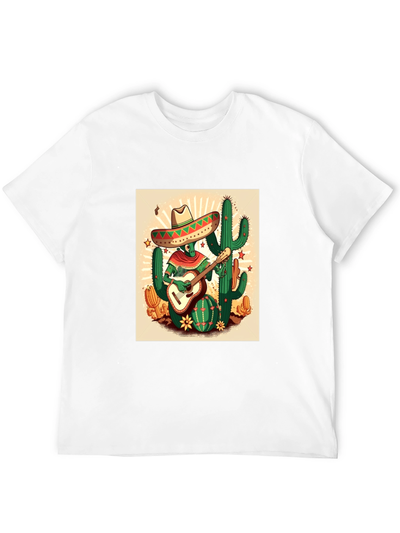 Cactus Guitarist Graphic Tee - Mens Black T-Shirt