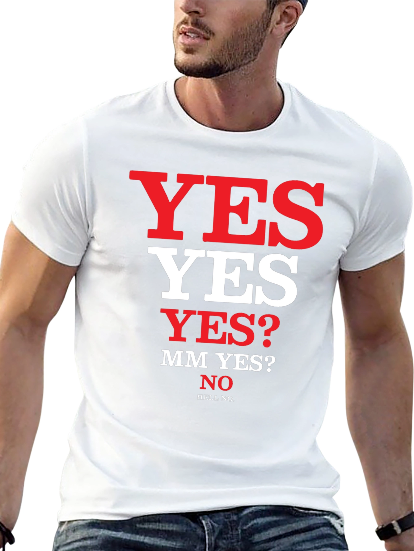 Humorous Yes/No Graphic Tee - Black T-Shirt