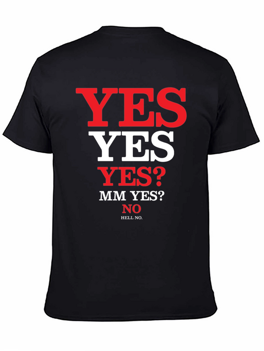 Humorous Yes/No Graphic Tee - Black T-Shirt