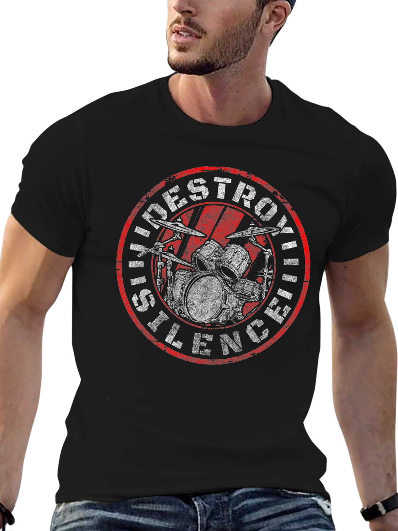 Destroying Silence Drum Kit Graphic T-Shirt