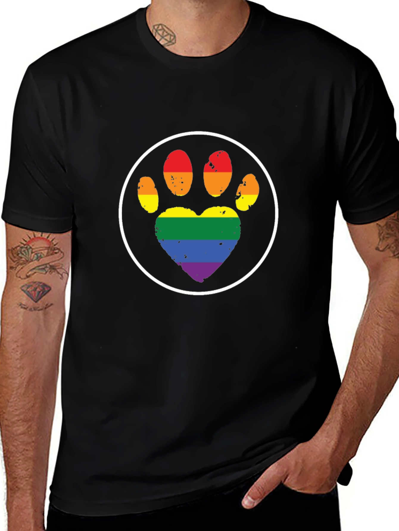 Pride Paw Print Heart T-Shirt
