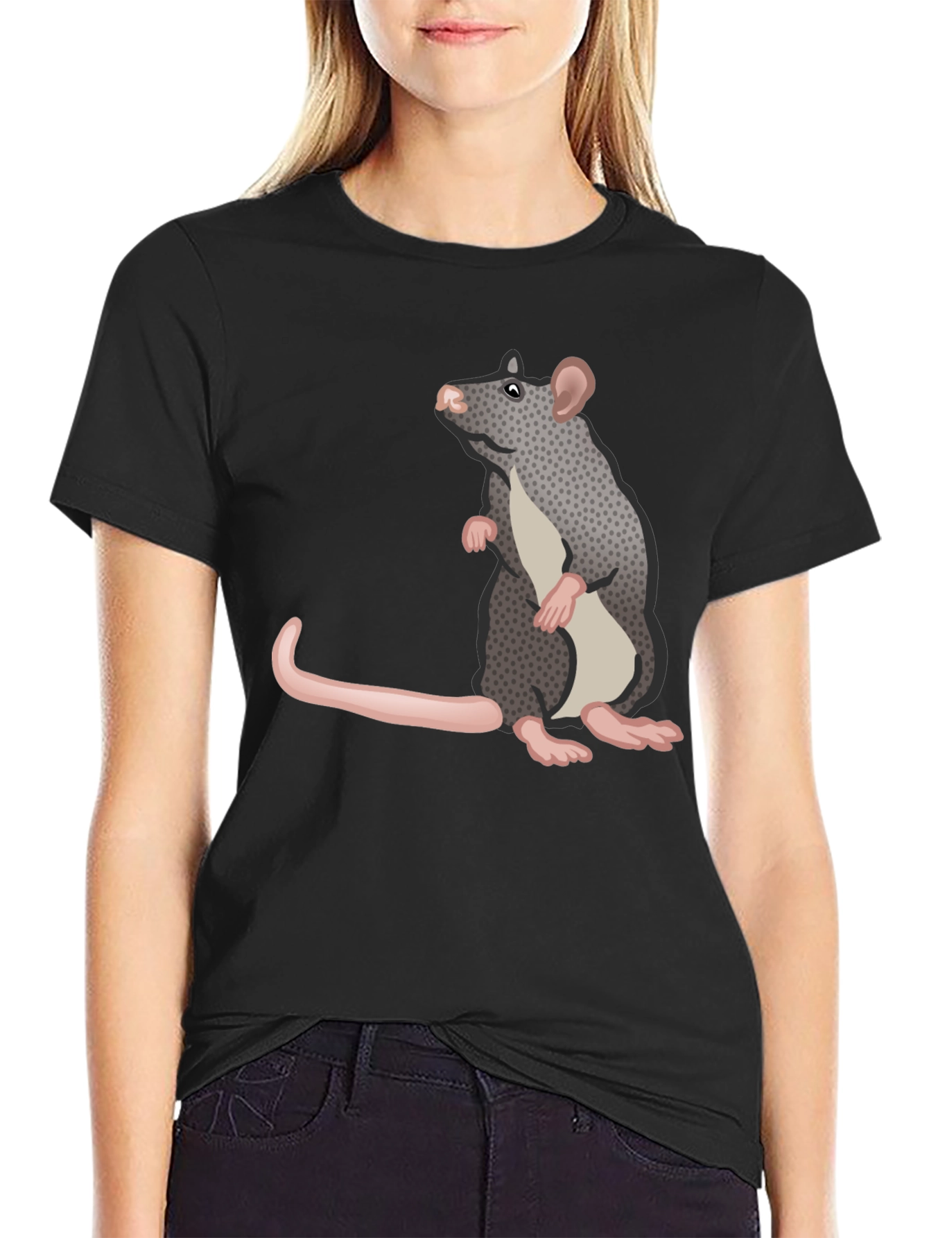 Rat Graphic Tee - Black Casual T-Shirt