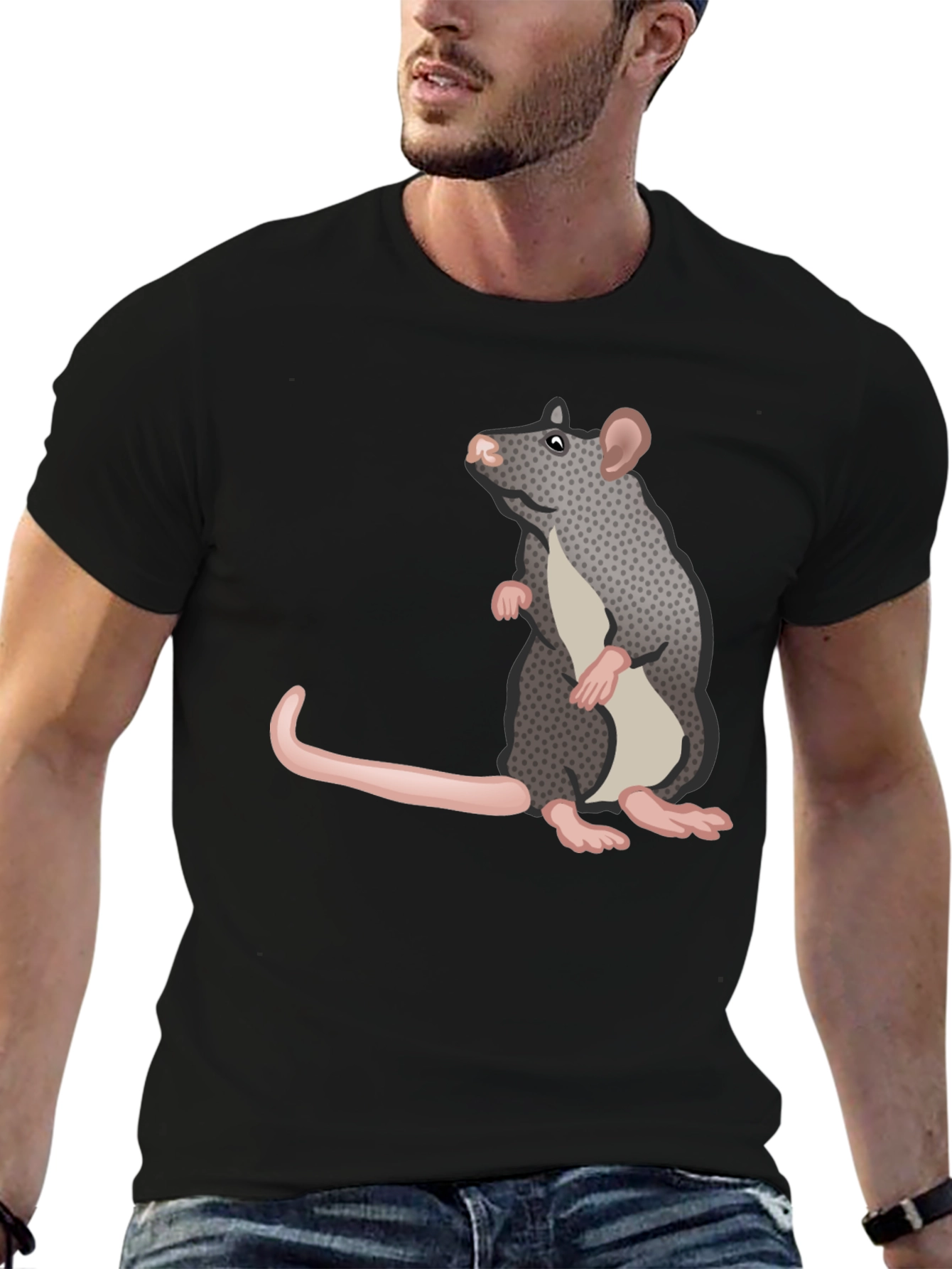 Rat Graphic Tee - Black Casual T-Shirt