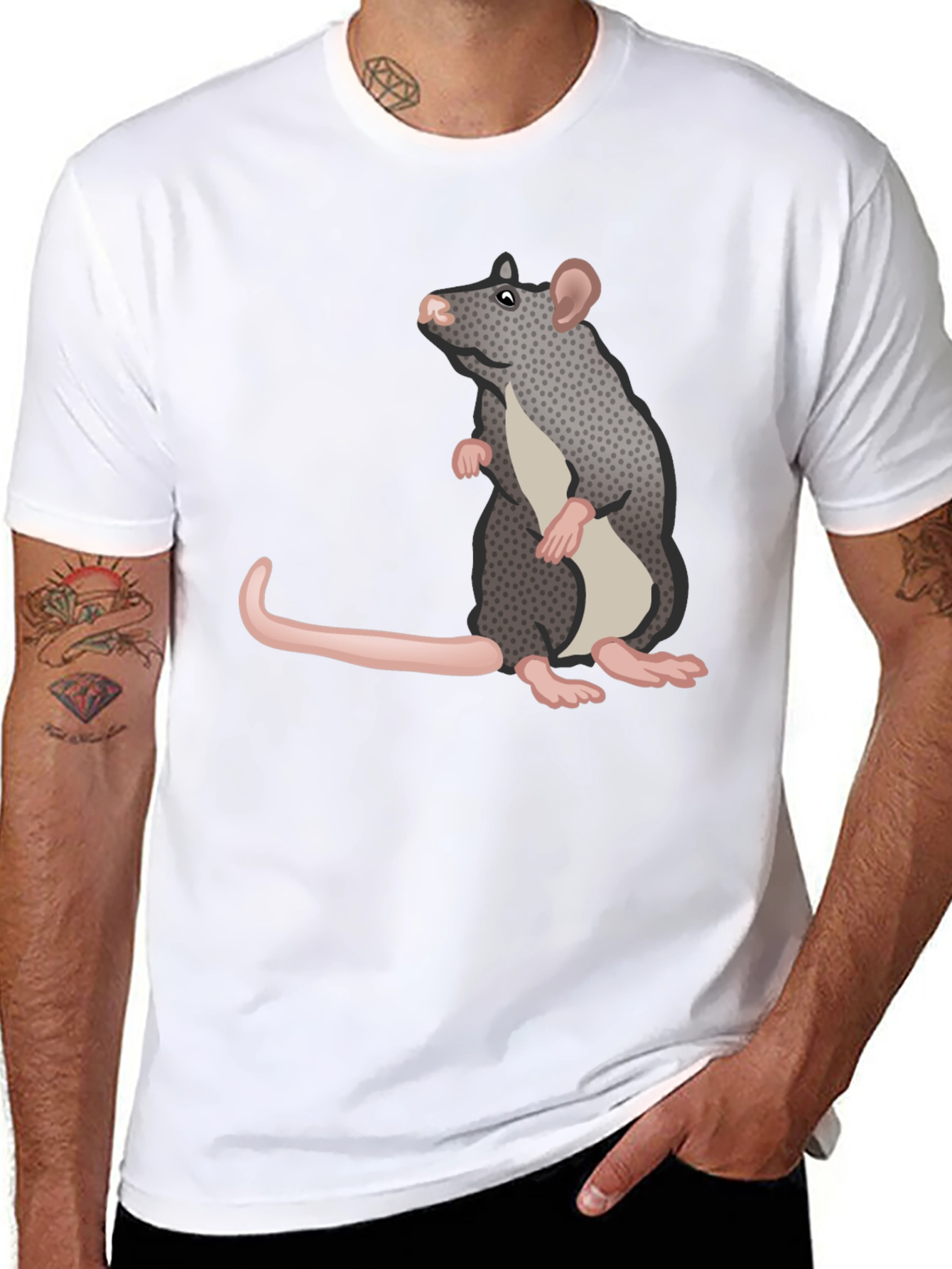Rat Graphic Tee - Black Casual T-Shirt