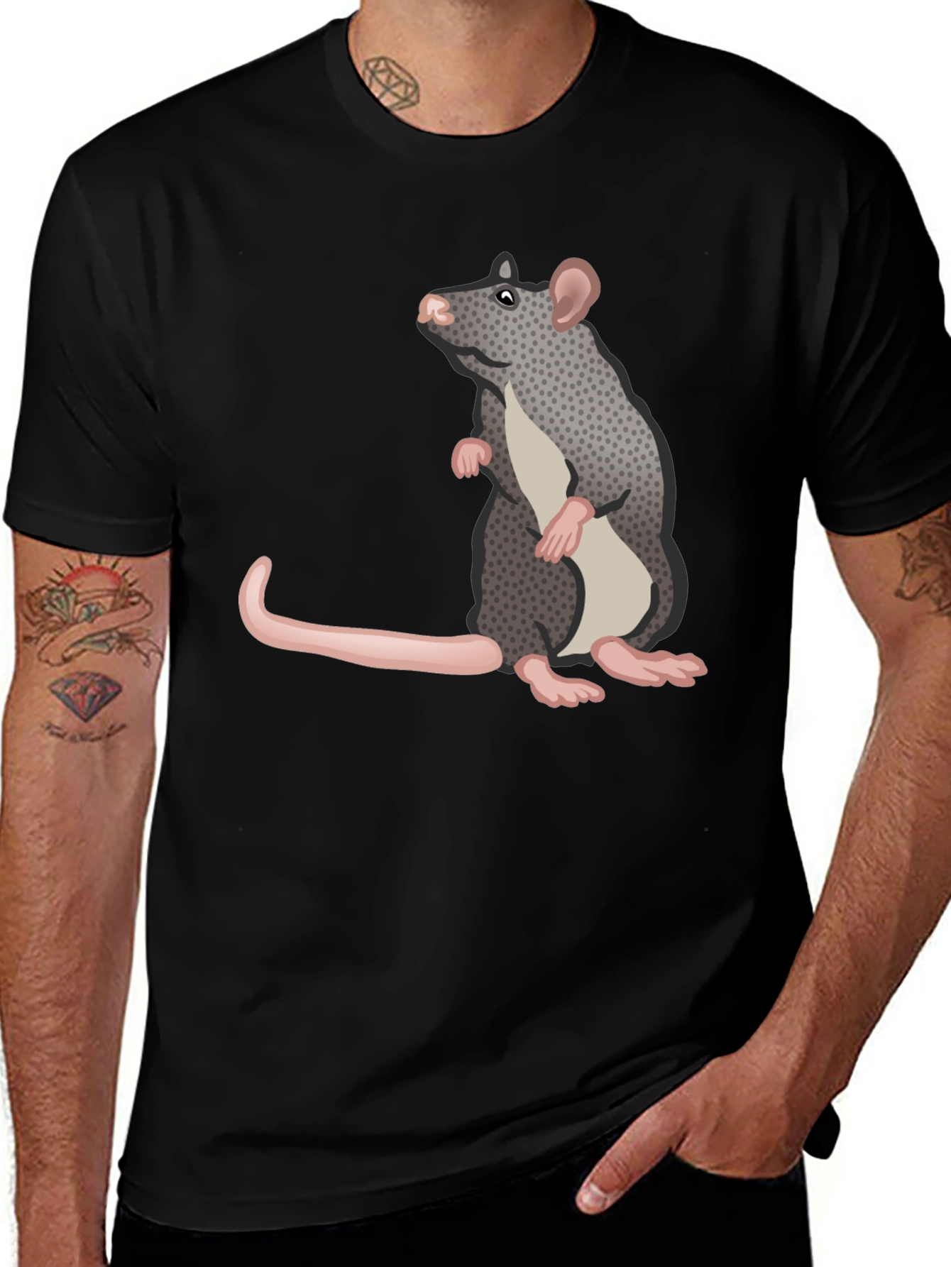 Rat Graphic Tee - Black Casual T-Shirt