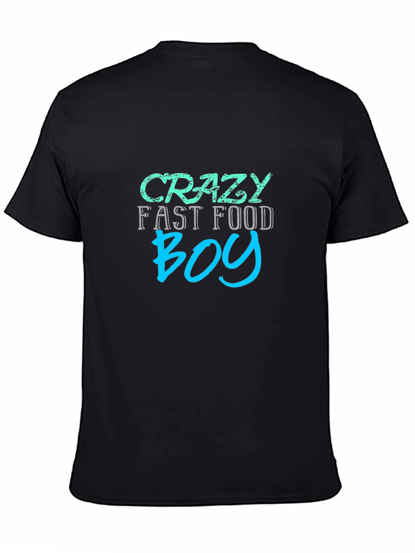 Crazy Fast Food Boy Black Graphic Tee