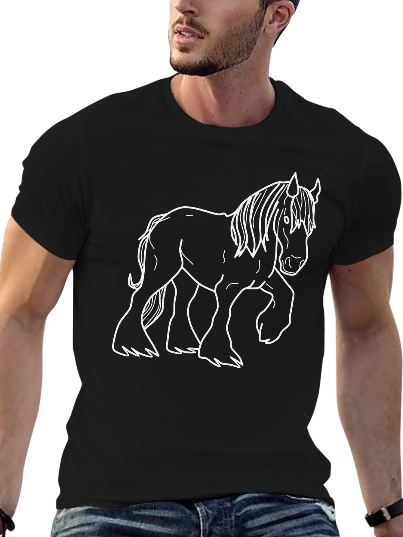 Horse Outline Black T-Shirt