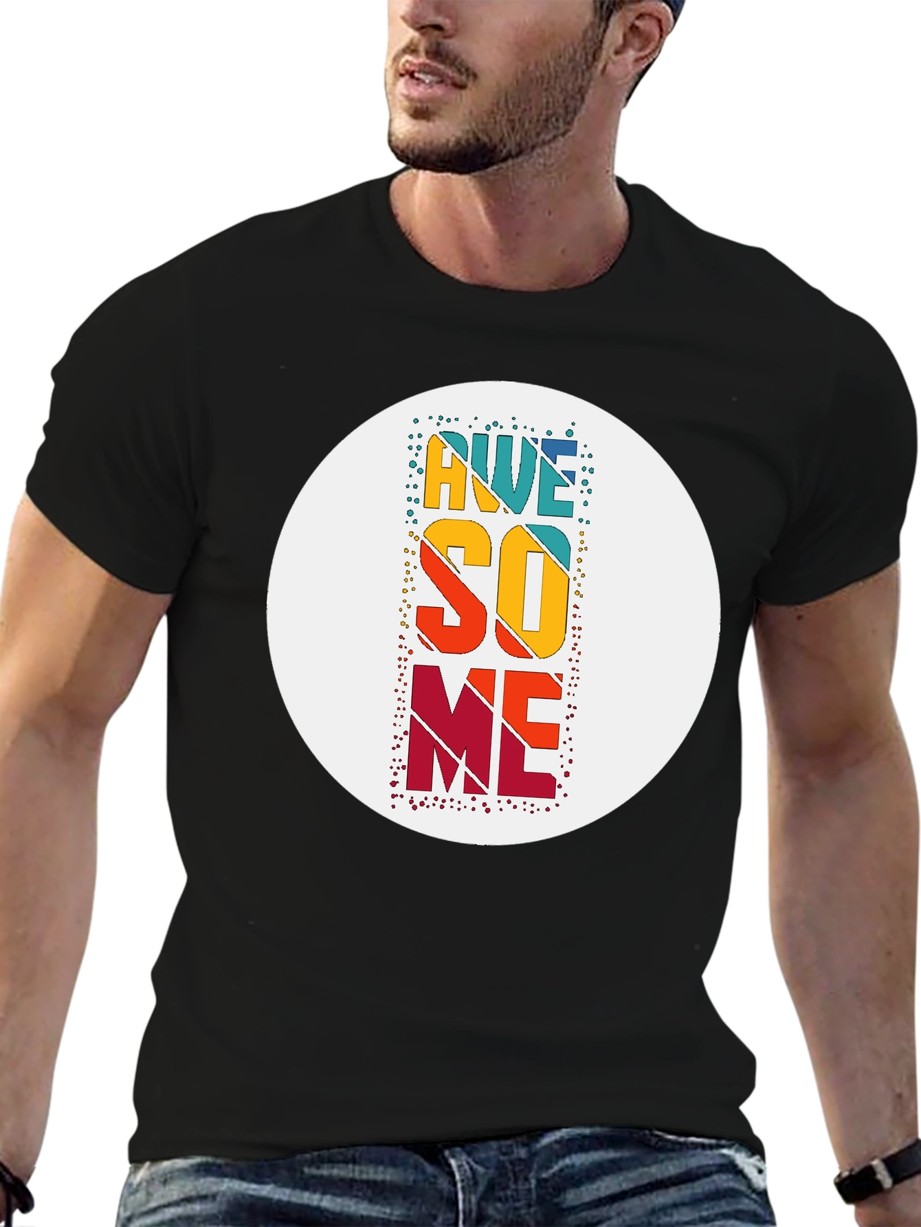 Awesome Graphic Tee - Black Cotton Blend Casual T-Shirt